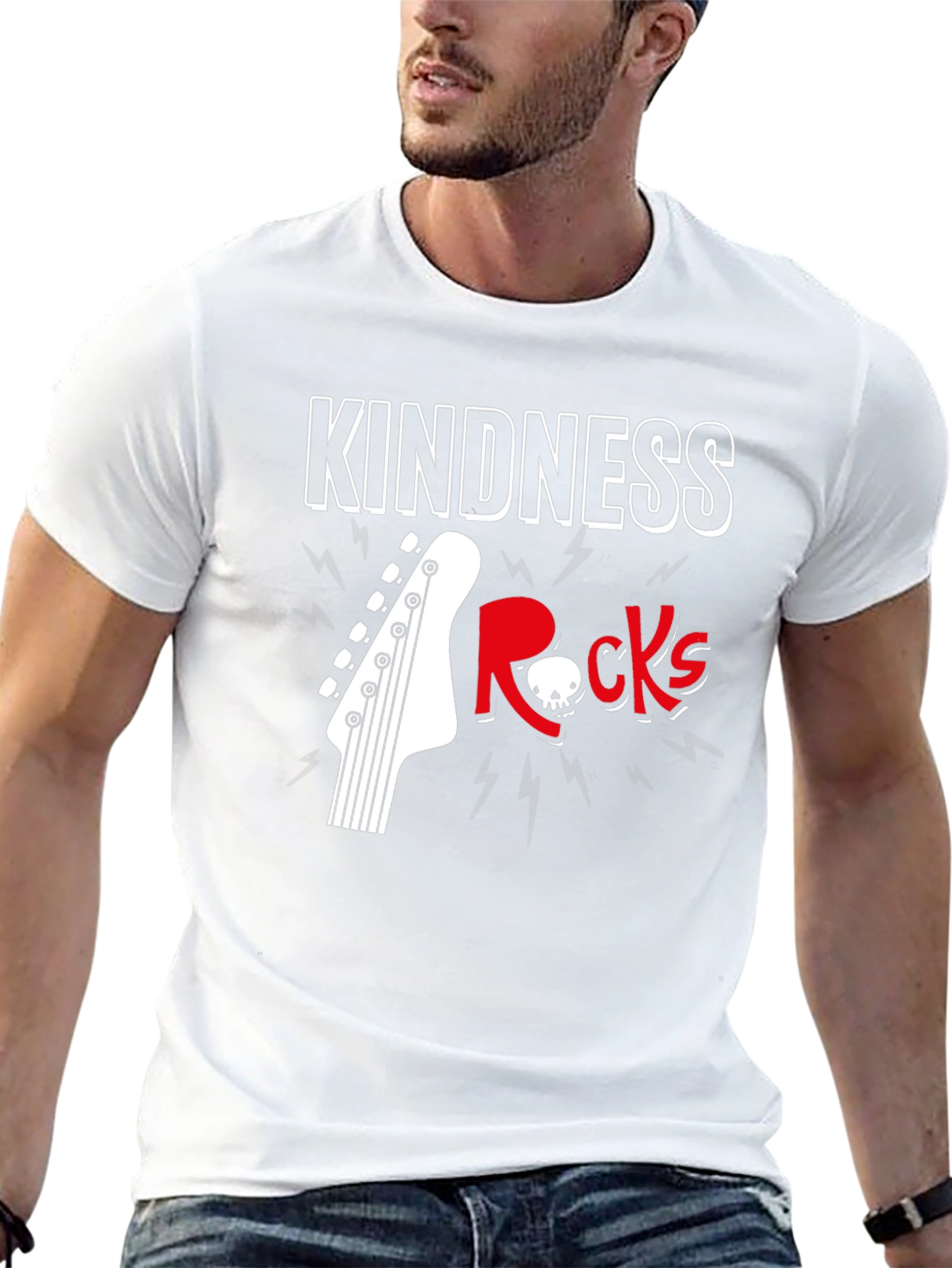 Kindness Rocks Graphic T-Shirt - Music & Skull Design