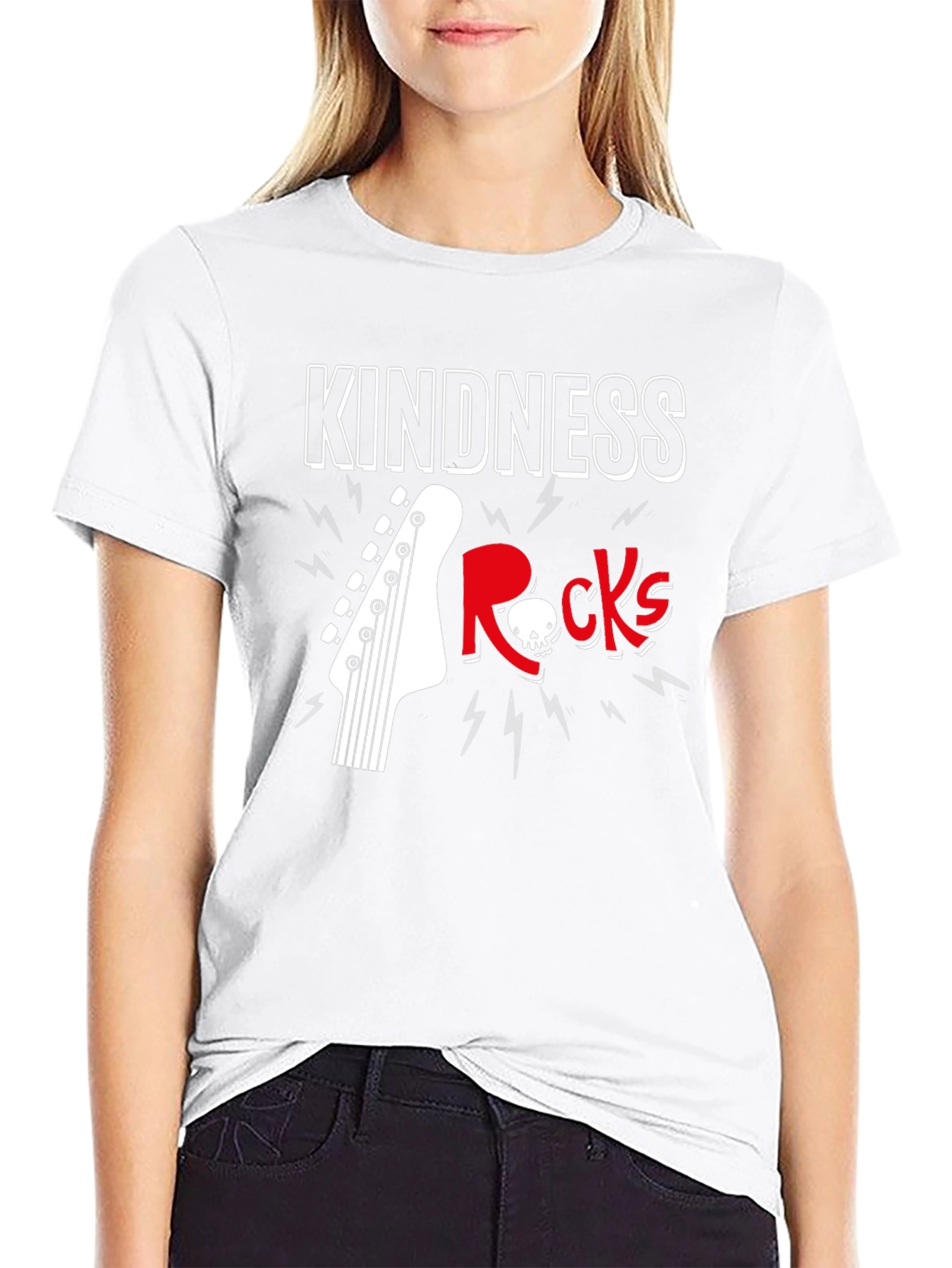 Kindness Rocks Graphic T-Shirt - Music & Skull Design