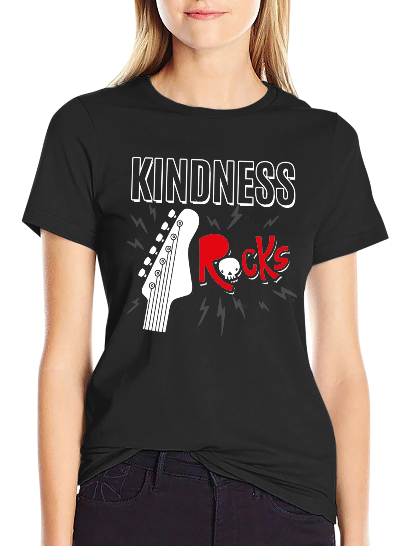 Kindness Rocks Graphic T-Shirt - Music & Skull Design