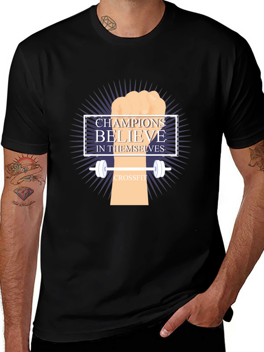 Champion Believe CrossFit T-Shirt - Motivational Fitness Tee
