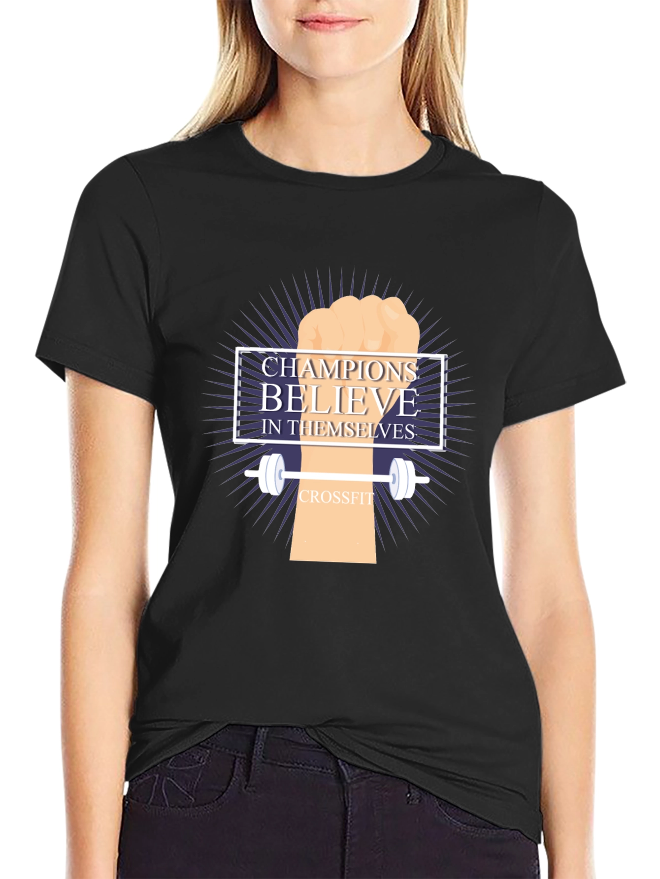 Champion Believe CrossFit T-Shirt - Motivational Fitness Tee
