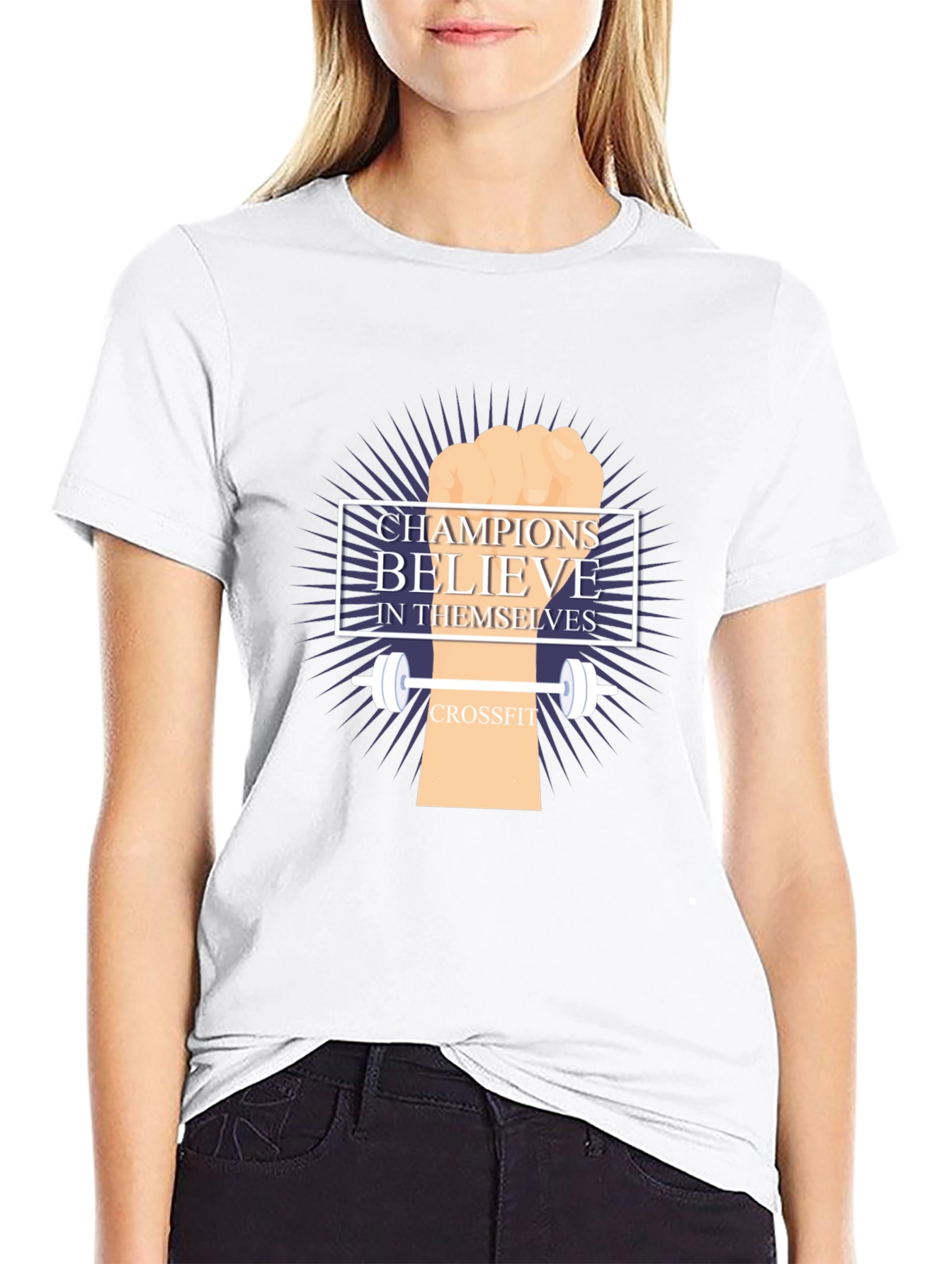 Champion Believe CrossFit T-Shirt - Motivational Fitness Tee