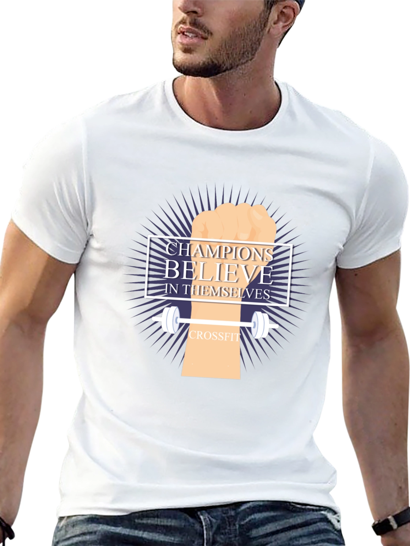 Champion Believe CrossFit T-Shirt - Motivational Fitness Tee