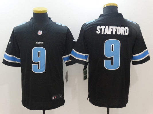 Men's Detroit Lions Matthew Stafford #9 Black Game Jerseys