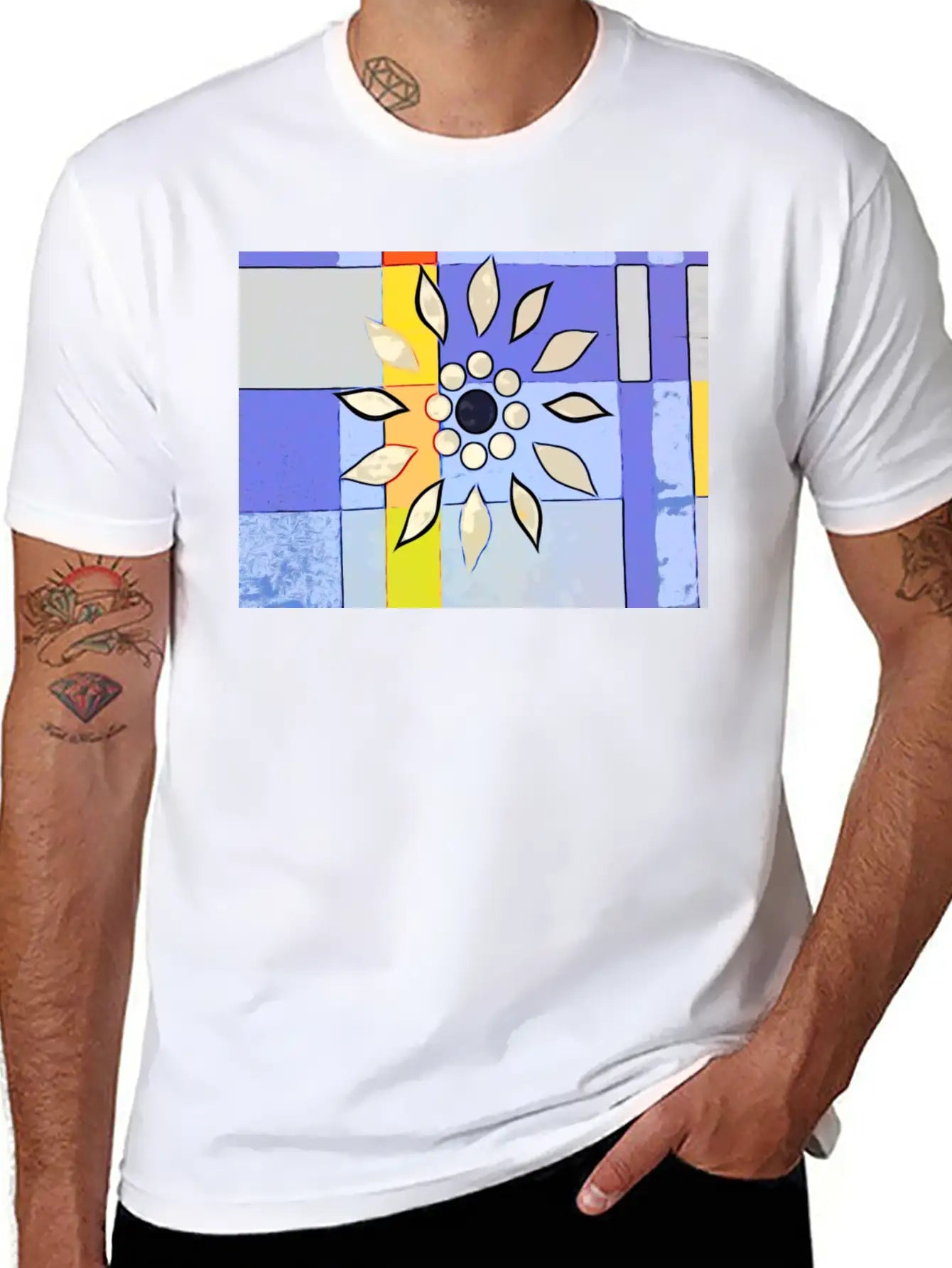 Abstract Check Unisex Short Sleeve Soft Cotton T-Shirt – Casual Everyday Wear