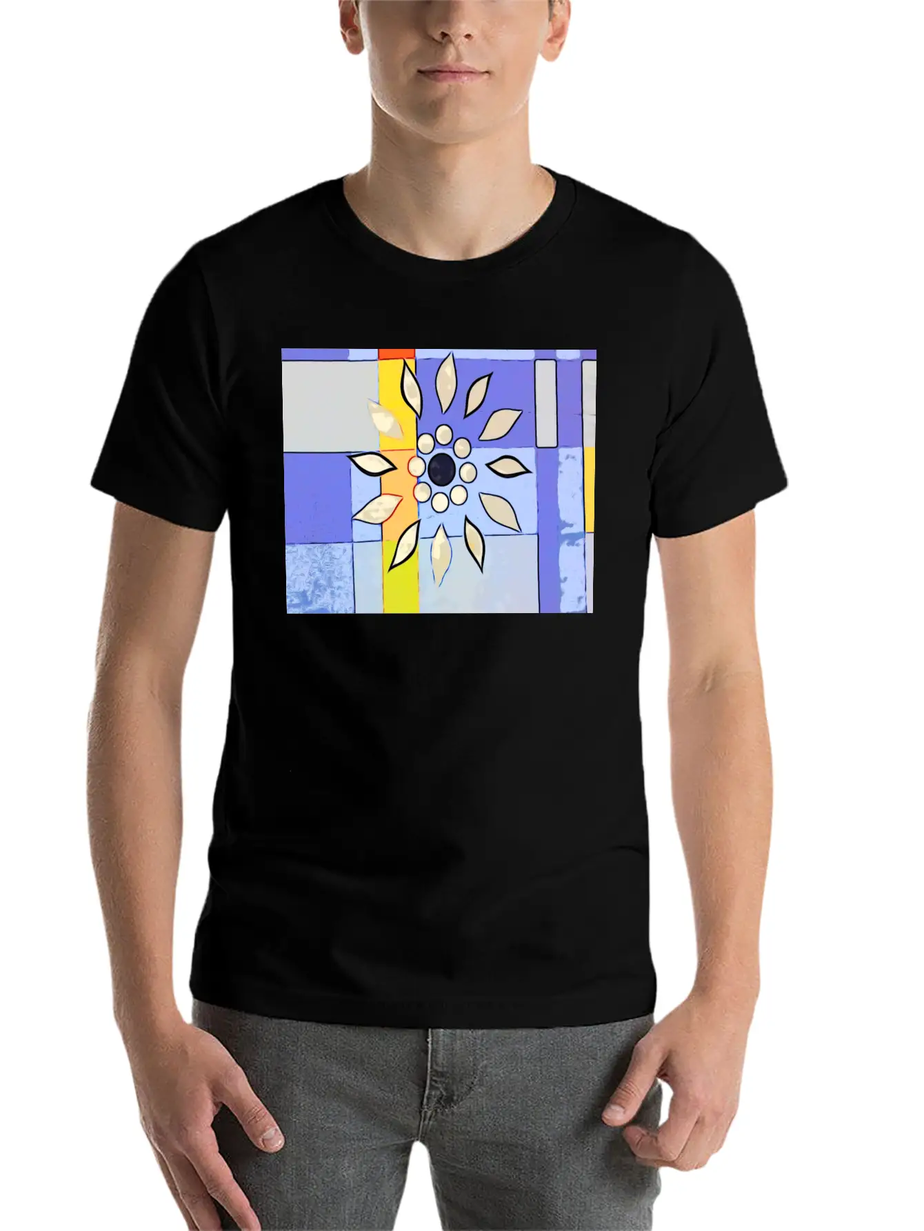 Abstract Check Unisex Short Sleeve Soft Cotton T-Shirt – Casual Everyday Wear