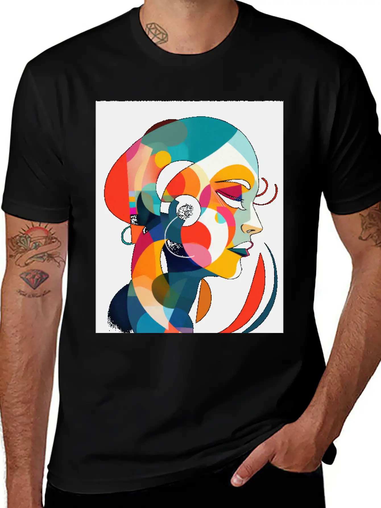 Abstract Face Art - Sophisticated And Refined Unisex Short Sleeve Soft Cotton T-Shirt – Casual Everyday Wear