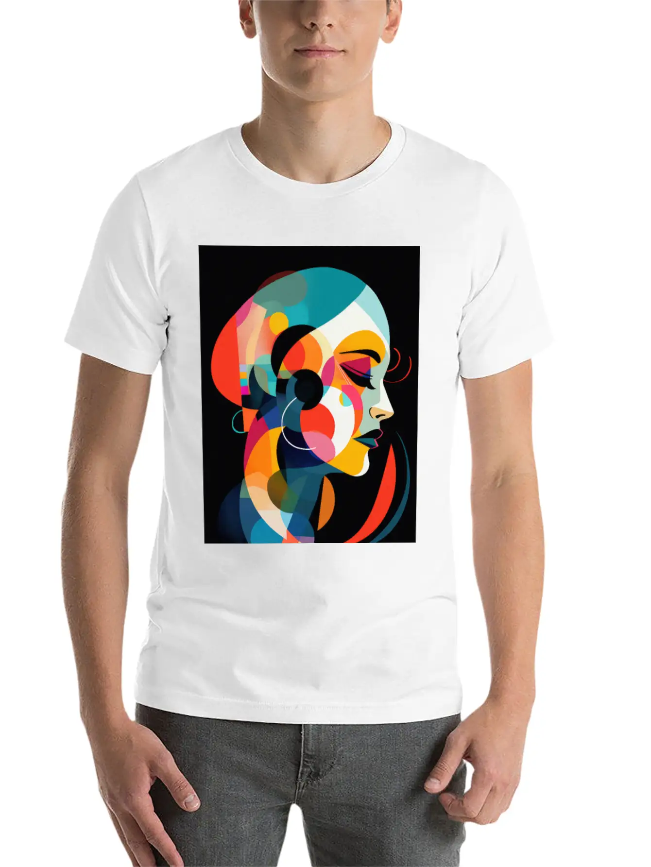 Abstract Face Art - Sophisticated And Refined Unisex Short Sleeve Soft Cotton T-Shirt – Casual Everyday Wear