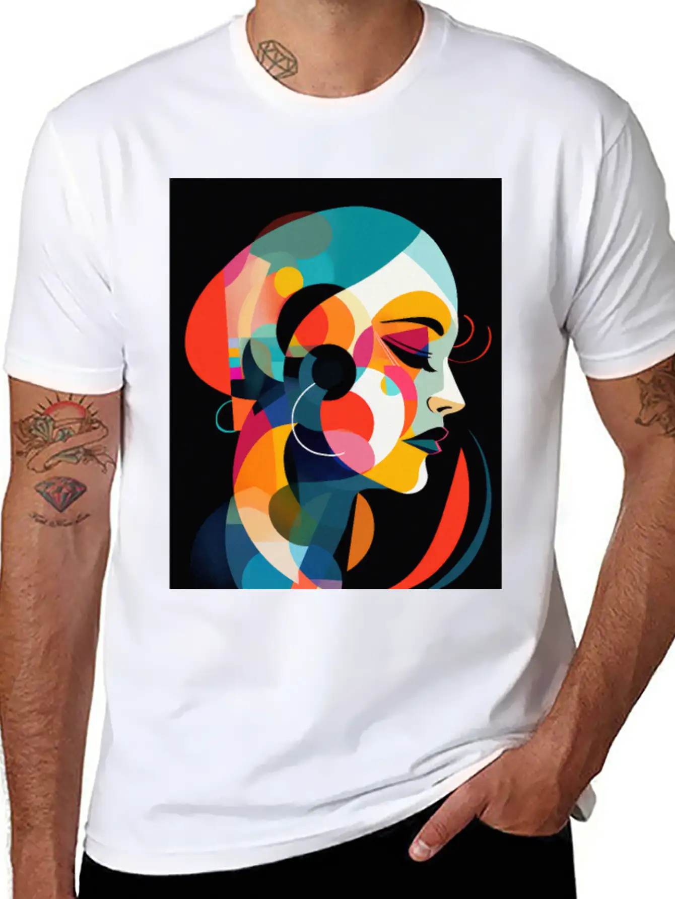 Abstract Face Art - Sophisticated And Refined Unisex Short Sleeve Soft Cotton T-Shirt – Casual Everyday Wear