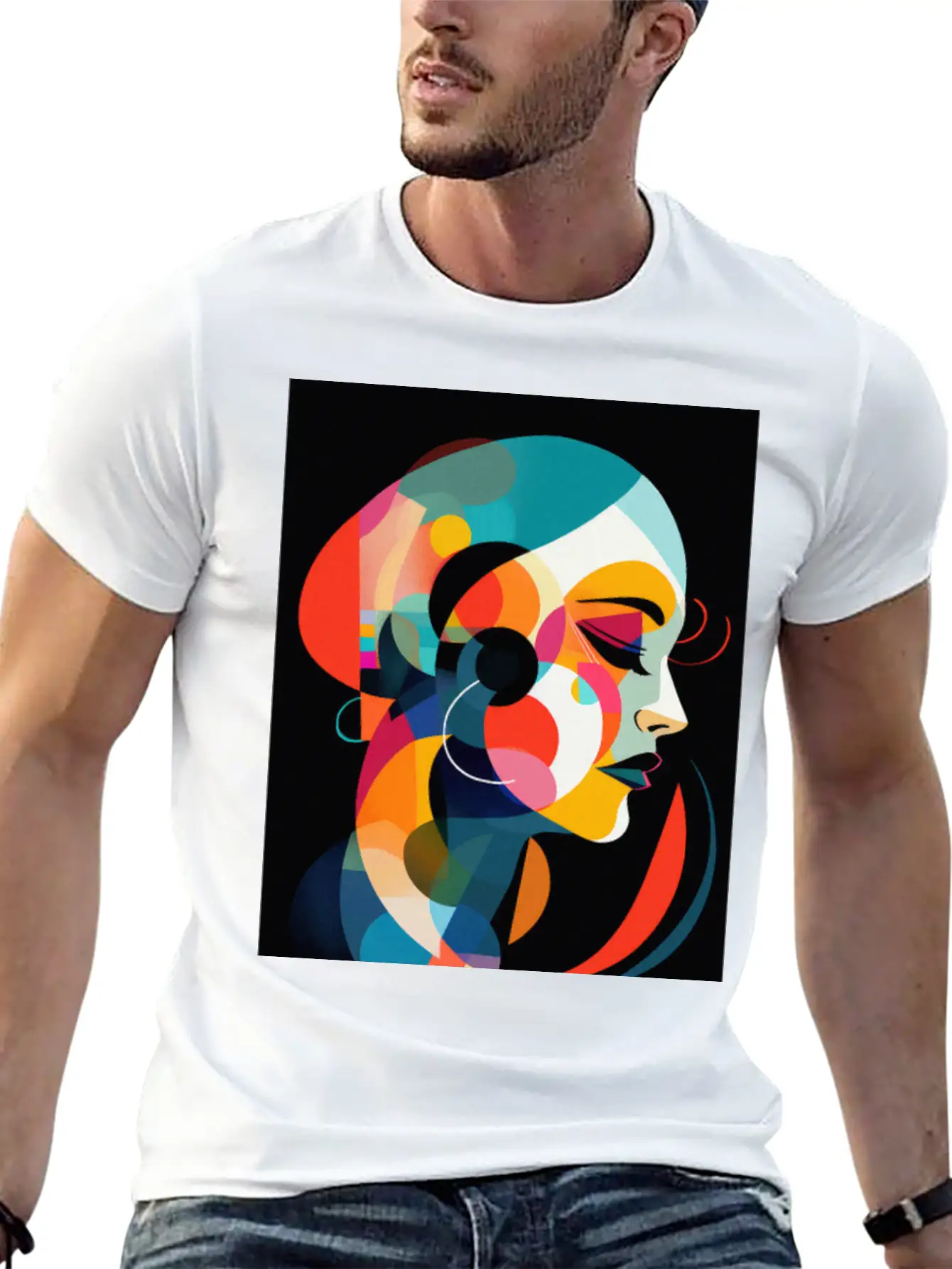 Abstract Face Art - Sophisticated And Refined Unisex Short Sleeve Soft Cotton T-Shirt – Casual Everyday Wear
