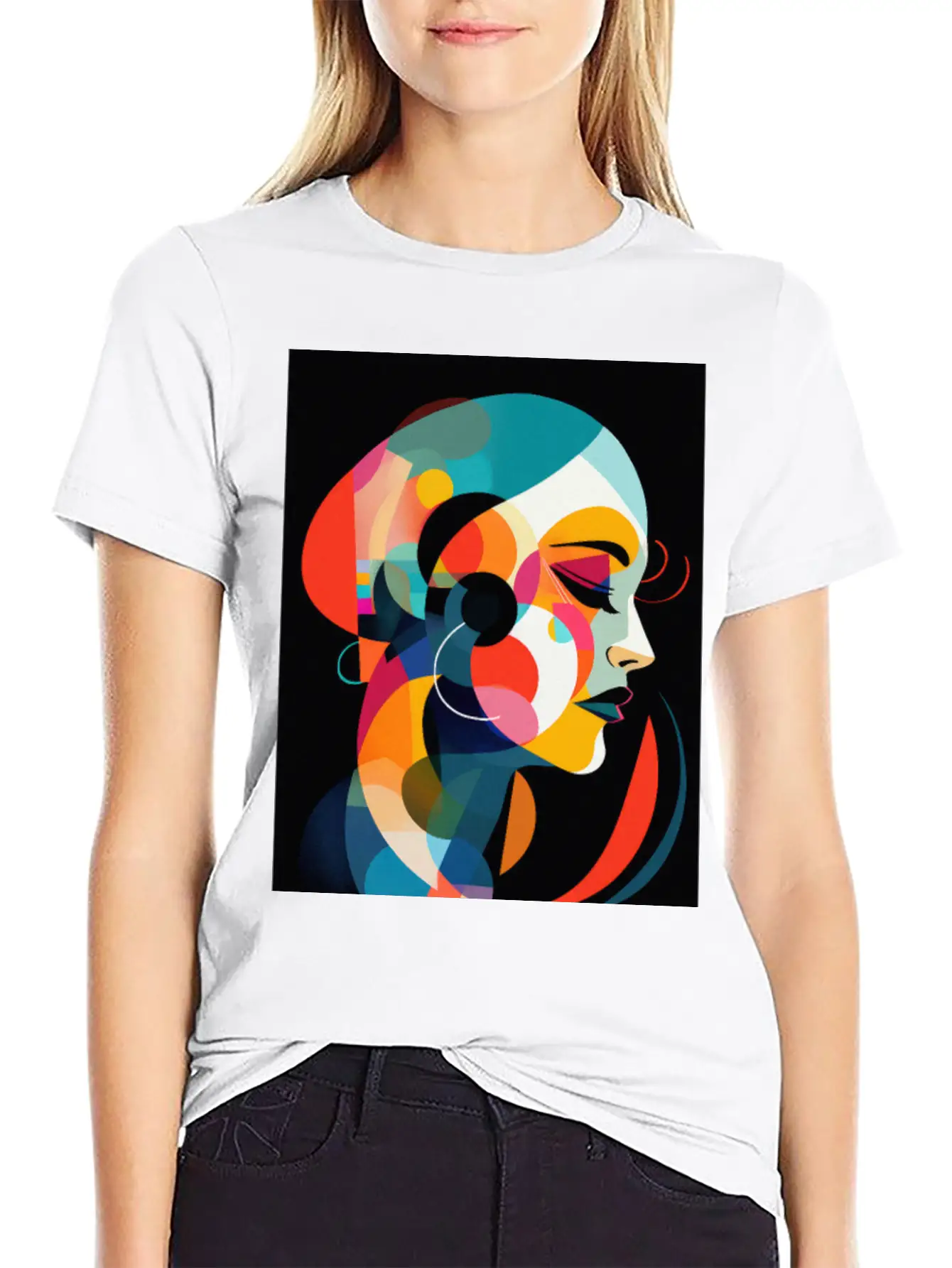 Abstract Face Art - Sophisticated And Refined Unisex Short Sleeve Soft Cotton T-Shirt – Casual Everyday Wear