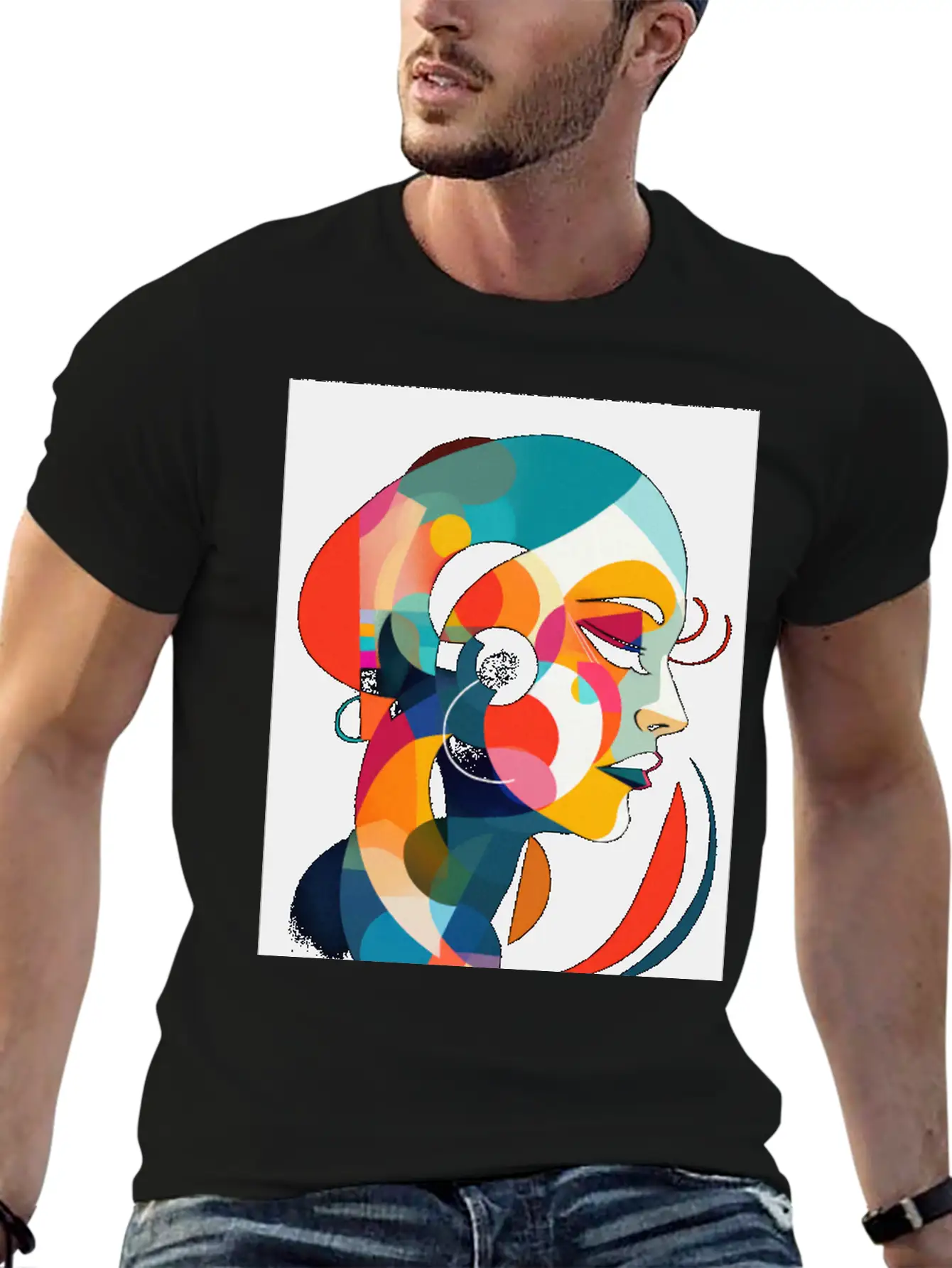 Abstract Face Art - Sophisticated And Refined Unisex Short Sleeve Soft Cotton T-Shirt – Casual Everyday Wear