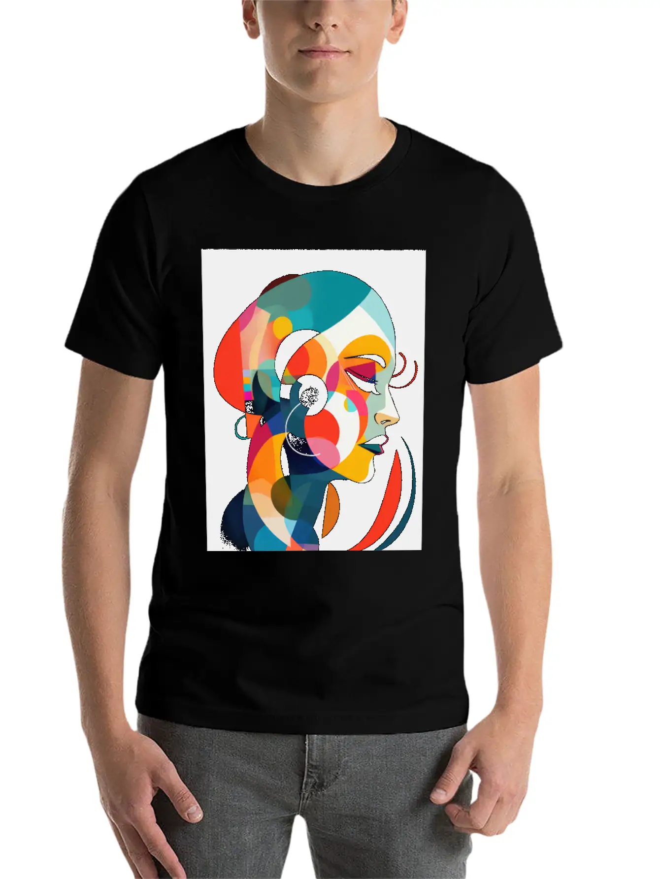 Abstract Face Art - Sophisticated And Refined Unisex Short Sleeve Soft Cotton T-Shirt – Casual Everyday Wear