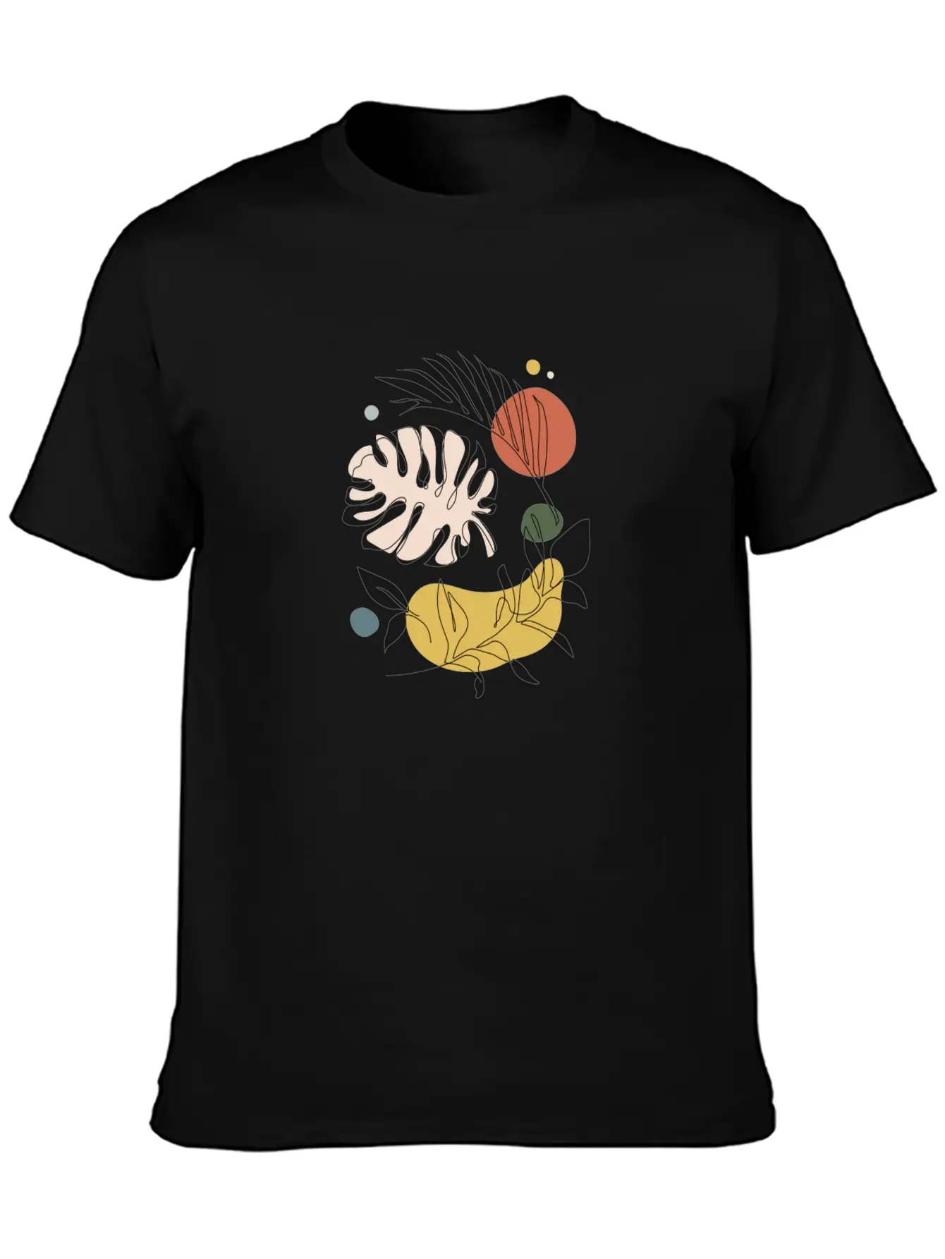 Abstract Organic Leaves Stylish Everyday T-Shirt – Unisex Basic Cotton Tee