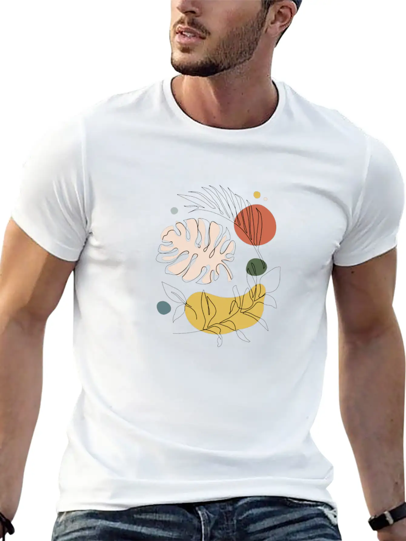 Abstract Organic Leaves Stylish Everyday T-Shirt – Unisex Basic Cotton Tee