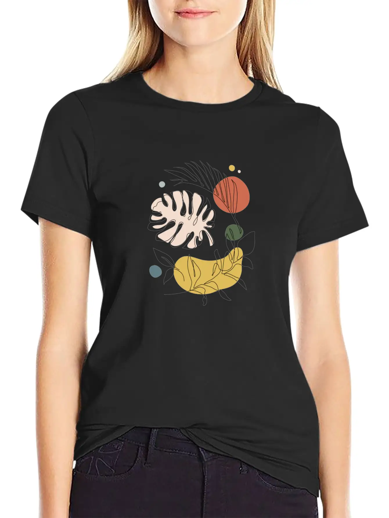 Abstract Organic Leaves Stylish Everyday T-Shirt – Unisex Basic Cotton Tee