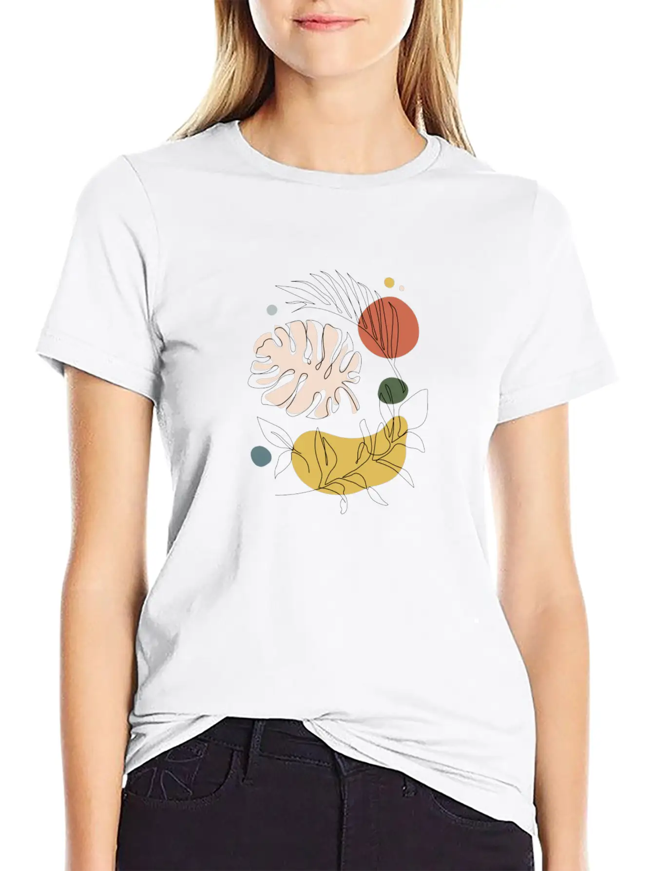Abstract Organic Leaves Stylish Everyday T-Shirt – Unisex Basic Cotton Tee