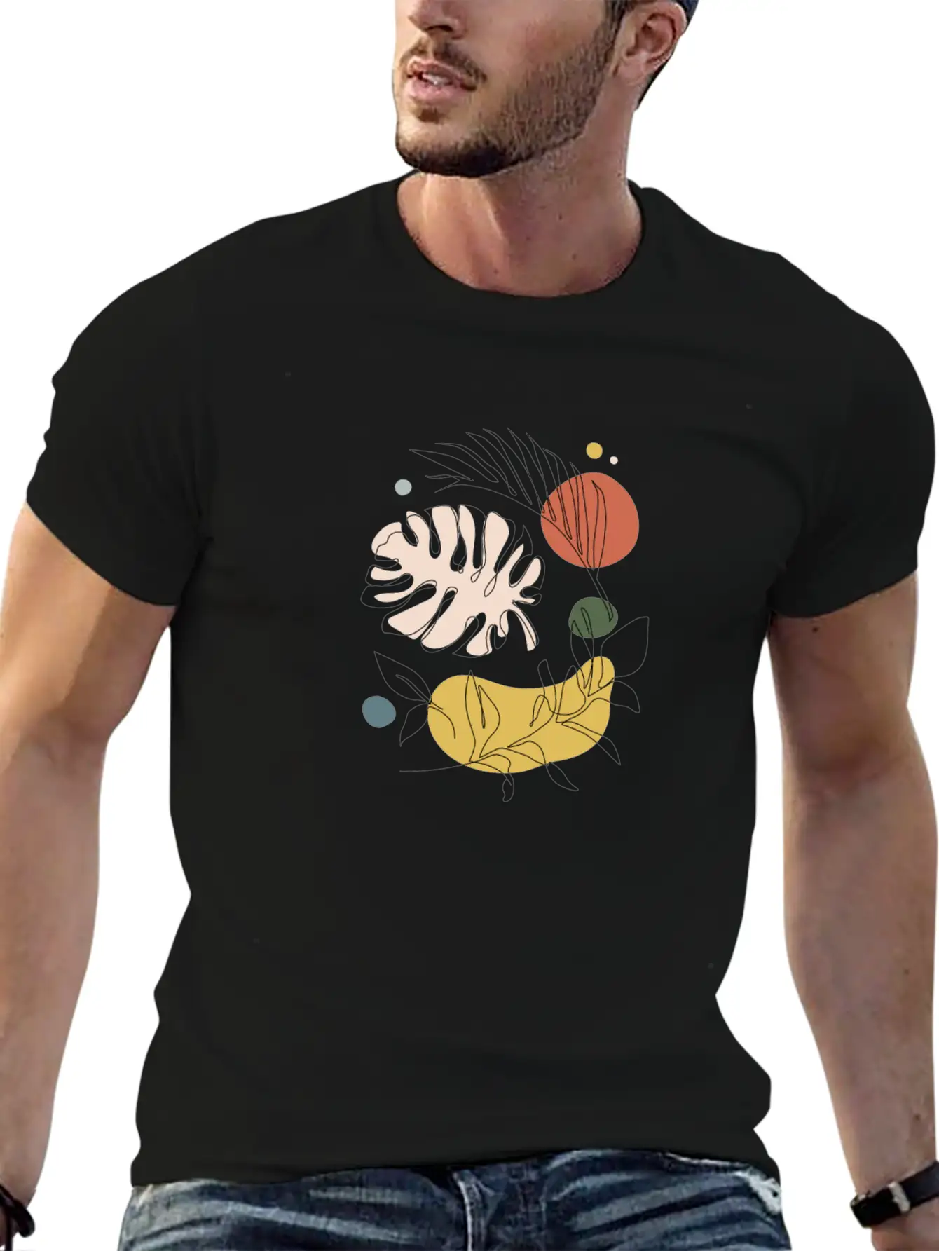 Abstract Organic Leaves Stylish Everyday T-Shirt – Unisex Basic Cotton Tee