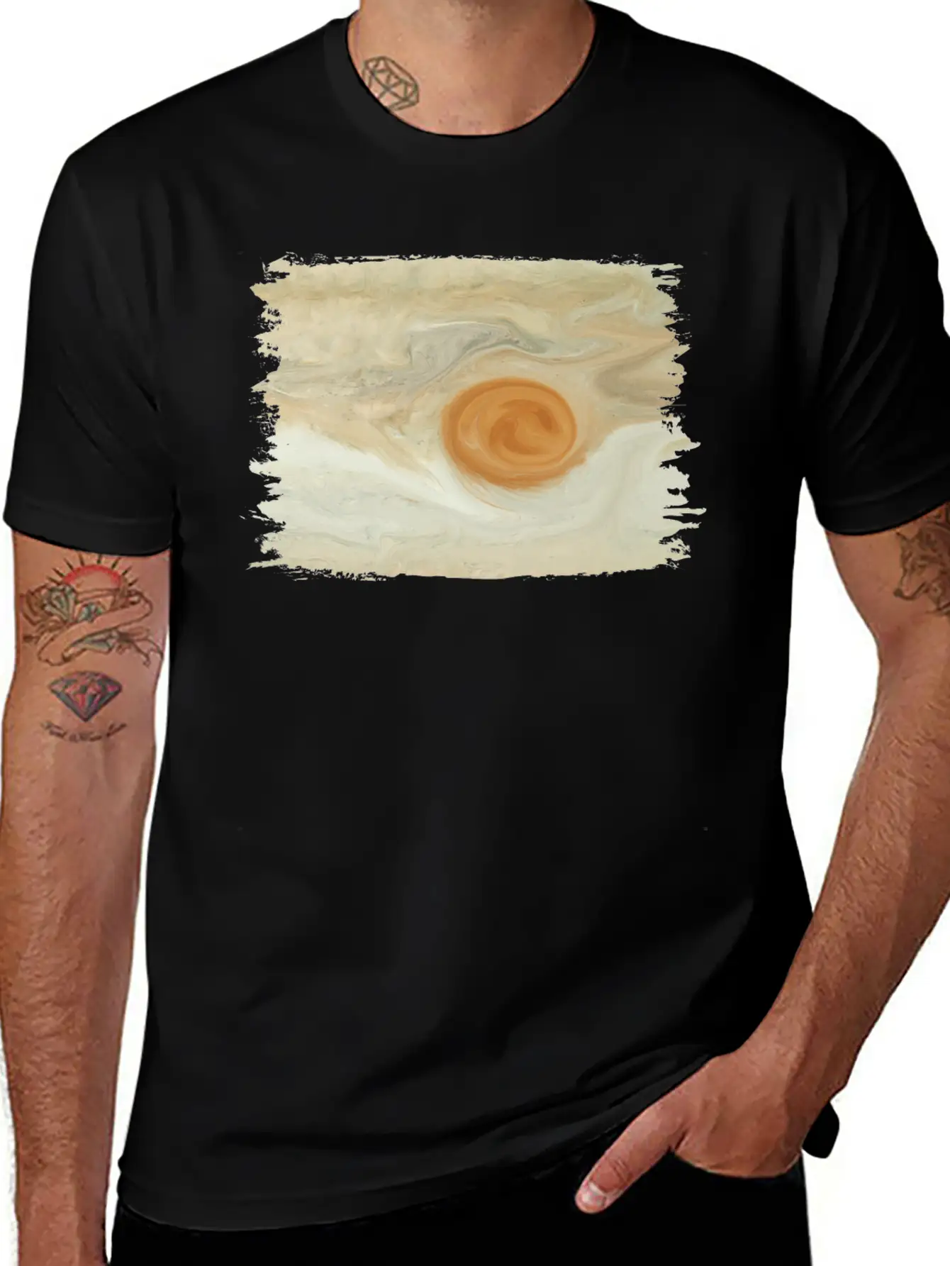 Abstract Painting Jupiter Juno Great Red Spot Stylish Everyday T-Shirt – Unisex Basic Cotton Tee