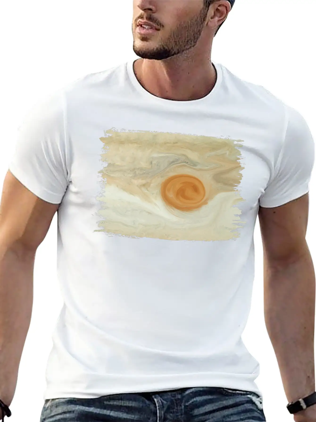 Abstract Painting Jupiter Juno Great Red Spot Stylish Everyday T-Shirt – Unisex Basic Cotton Tee