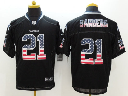 Men's Dallas Cowboys Deion Sanders #21 Black Game Jerseys
