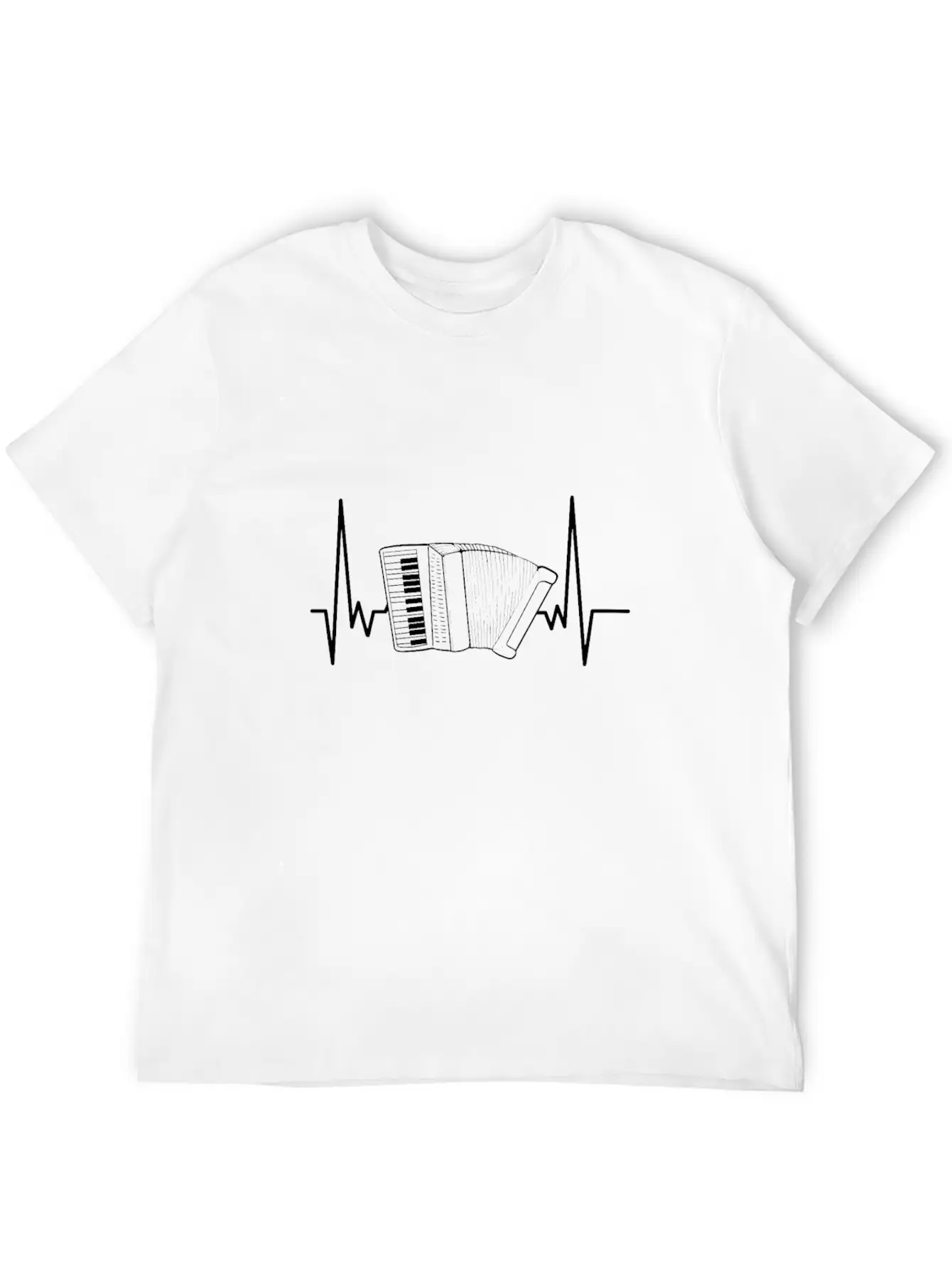 Accordion Heartbeat Music Player Musician Gift Stylish Everyday T-Shirt – Unisex Basic Cotton Tee