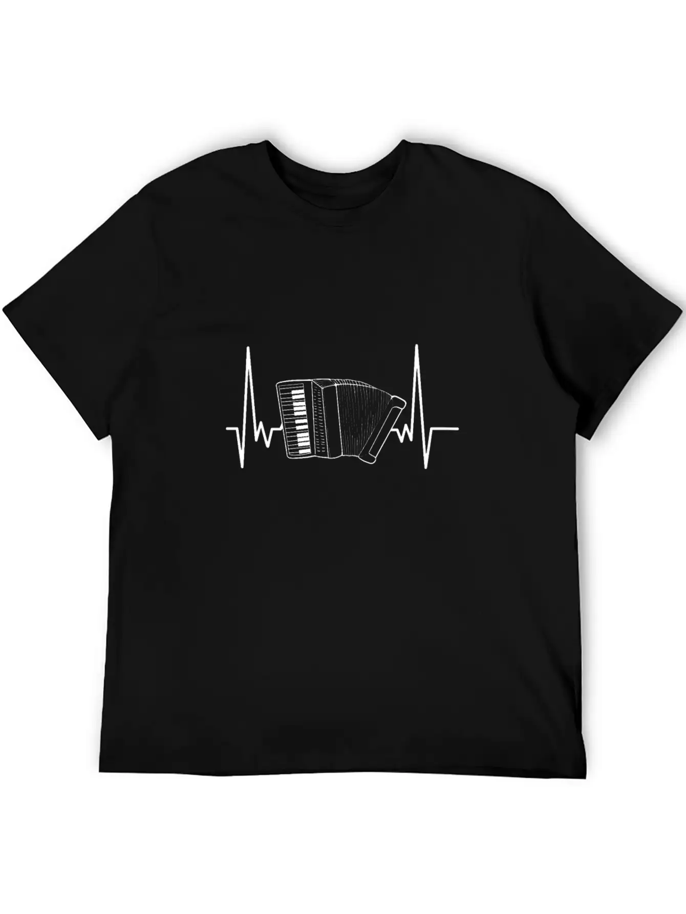 Accordion Heartbeat Music Player Musician Gift Stylish Everyday T-Shirt – Unisex Basic Cotton Tee