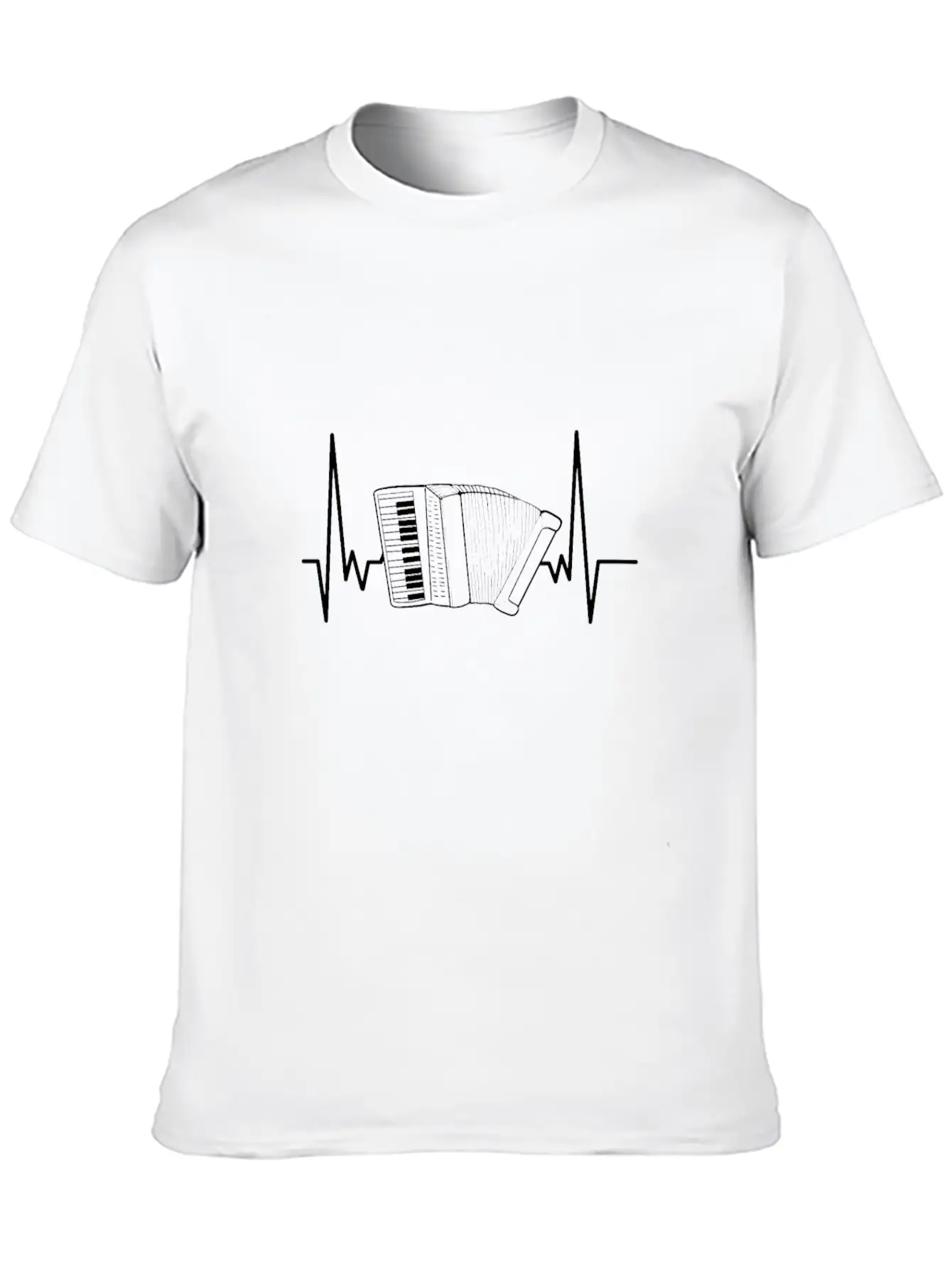 Accordion Heartbeat Music Player Musician Gift Stylish Everyday T-Shirt – Unisex Basic Cotton Tee