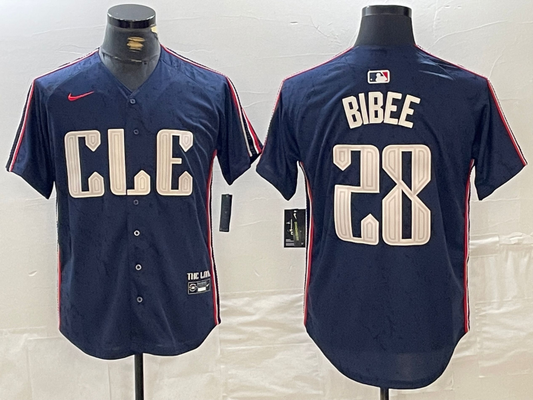 Men's Cleveland Guardians Tanner Bibee #28 Navy 2024 City Connect Limited Jerseys
