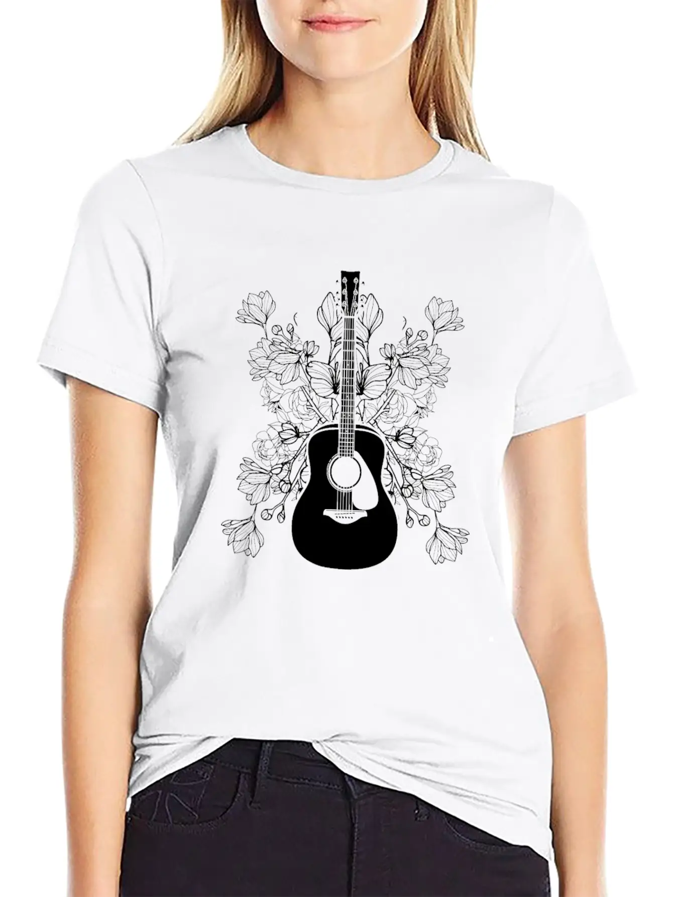 Acoustic Guitar Guitarist Stylish Everyday T-Shirt – Unisex Basic Cotton Tee