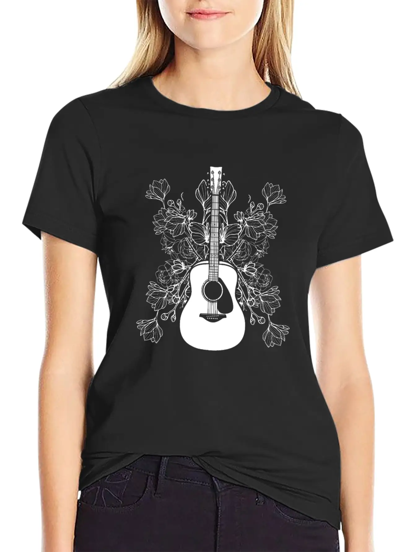 Acoustic Guitar Guitarist Stylish Everyday T-Shirt – Unisex Basic Cotton Tee