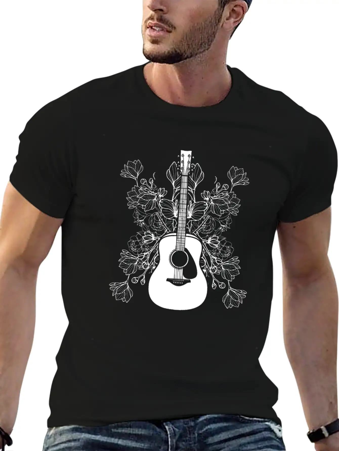 Acoustic Guitar Guitarist Stylish Everyday T-Shirt – Unisex Basic Cotton Tee