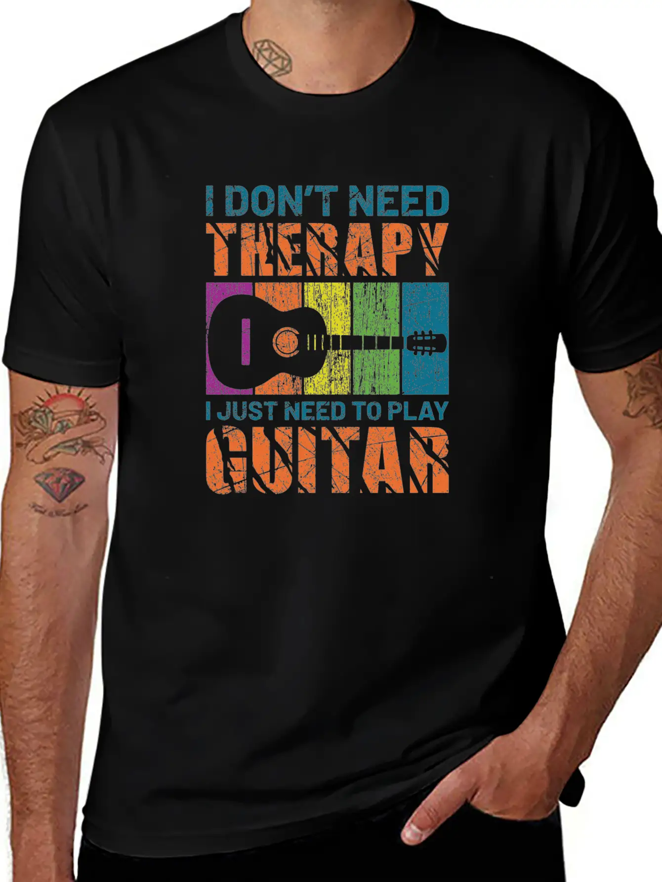 Acoustic Guitar Playing Basic Graphic T-Shirt – Daily Comfort In Soft Cotton