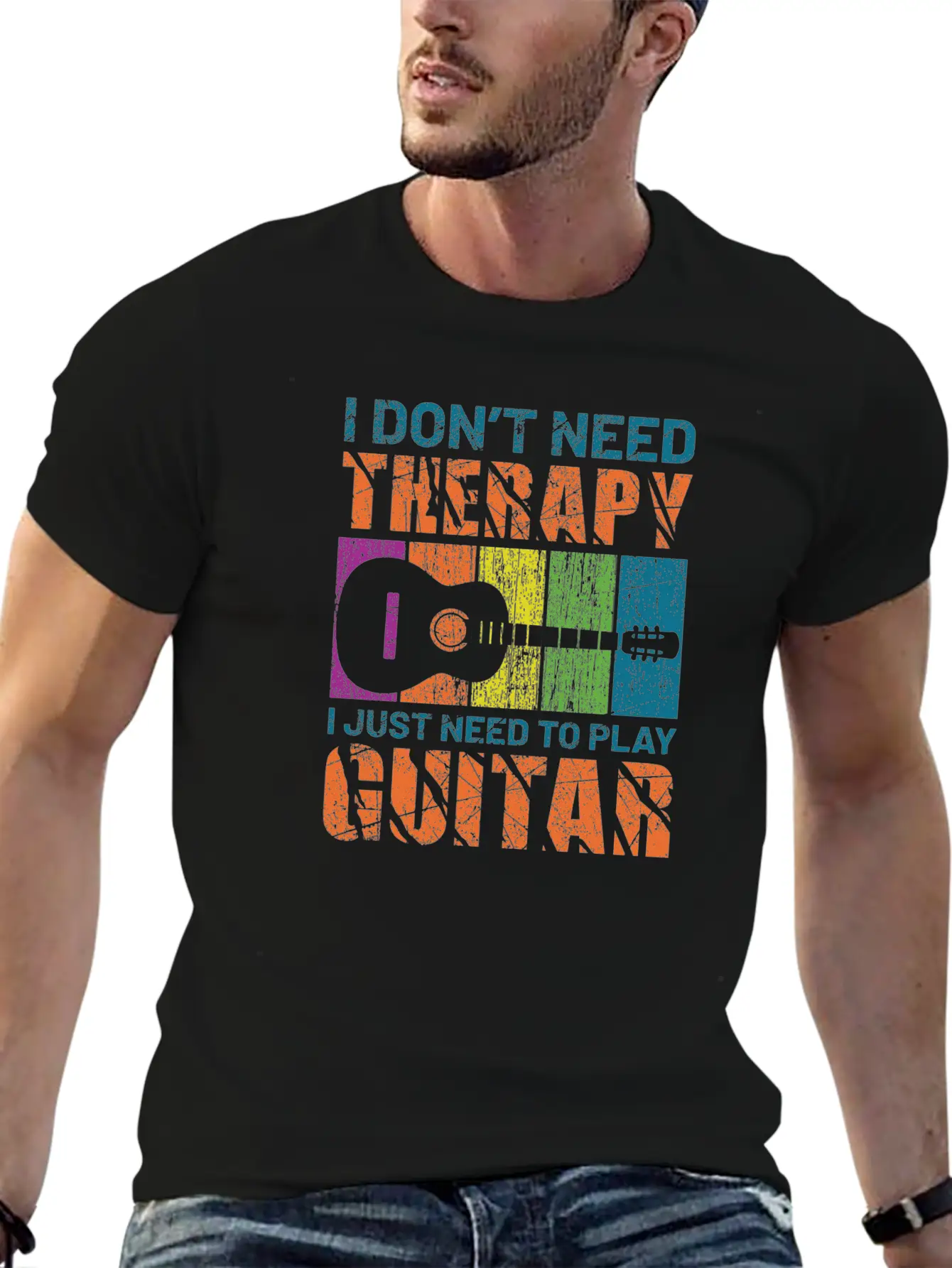Acoustic Guitar Playing Basic Graphic T-Shirt – Daily Comfort In Soft Cotton