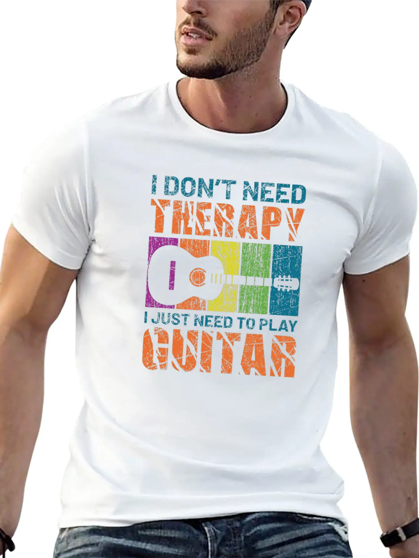 Acoustic Guitar Playing Basic Graphic T-Shirt – Daily Comfort In Soft Cotton