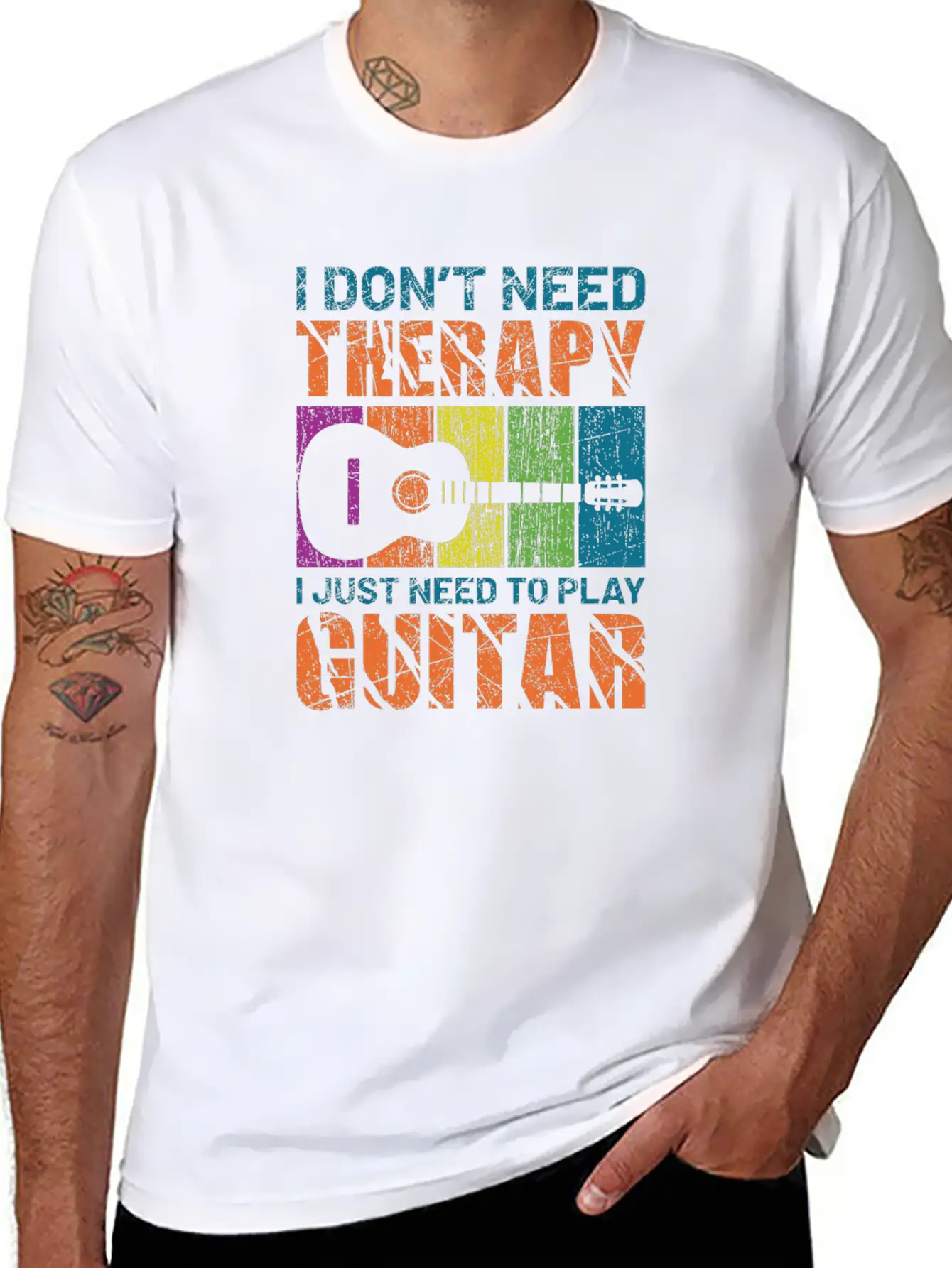 Acoustic Guitar Playing Basic Graphic T-Shirt – Daily Comfort In Soft Cotton