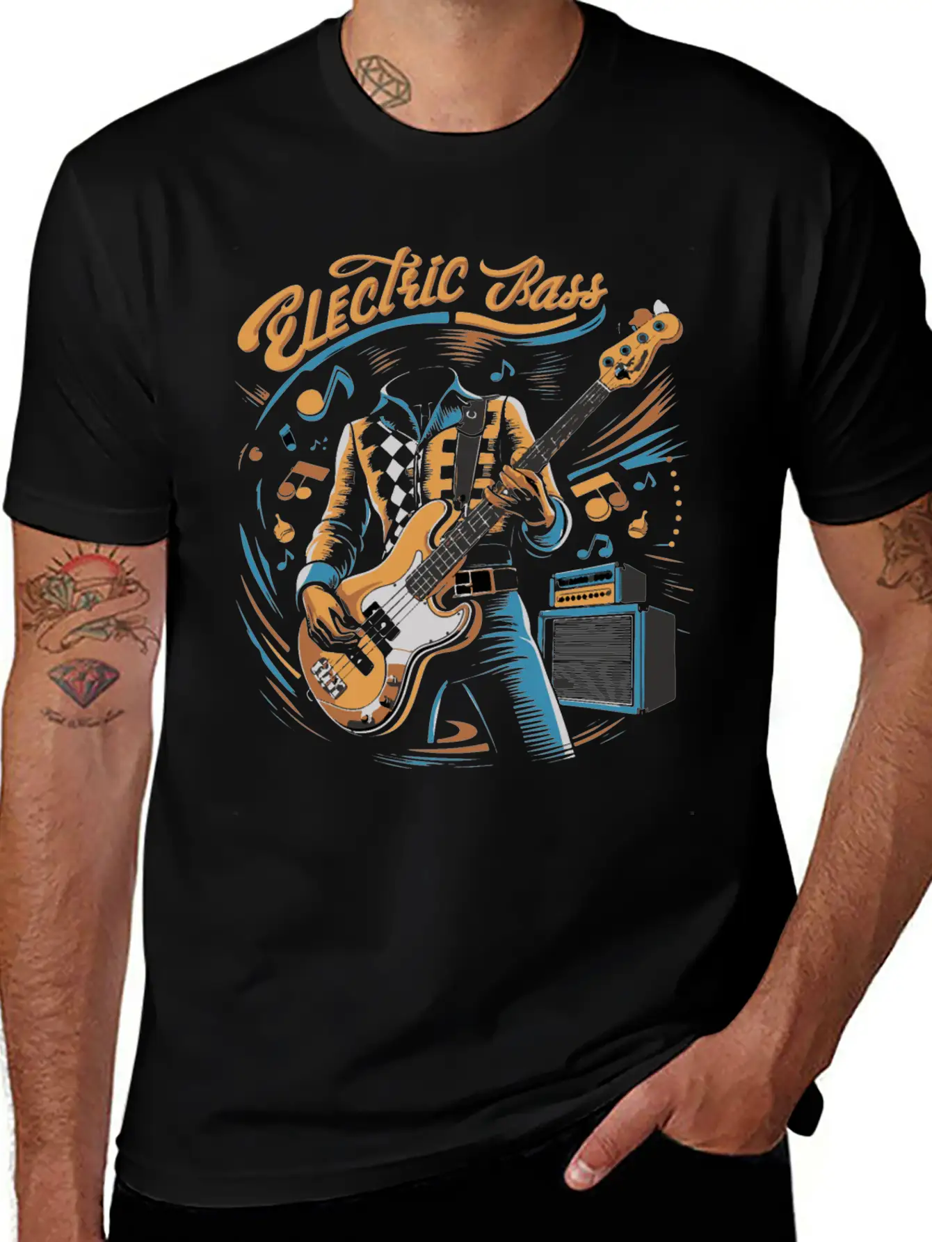 Acoustic Retro Guitars Guitarist Electric Bass Basic Graphic T-Shirt – Daily Comfort In Soft Cotton