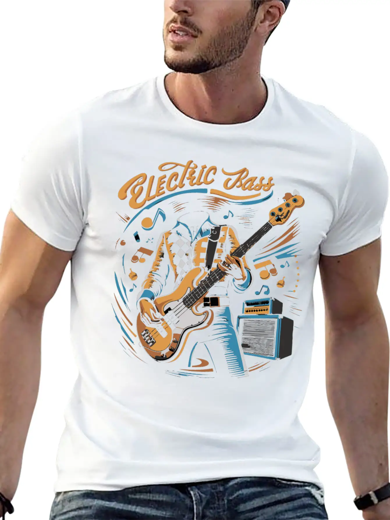 Acoustic Retro Guitars Guitarist Electric Bass Basic Graphic T-Shirt – Daily Comfort In Soft Cotton