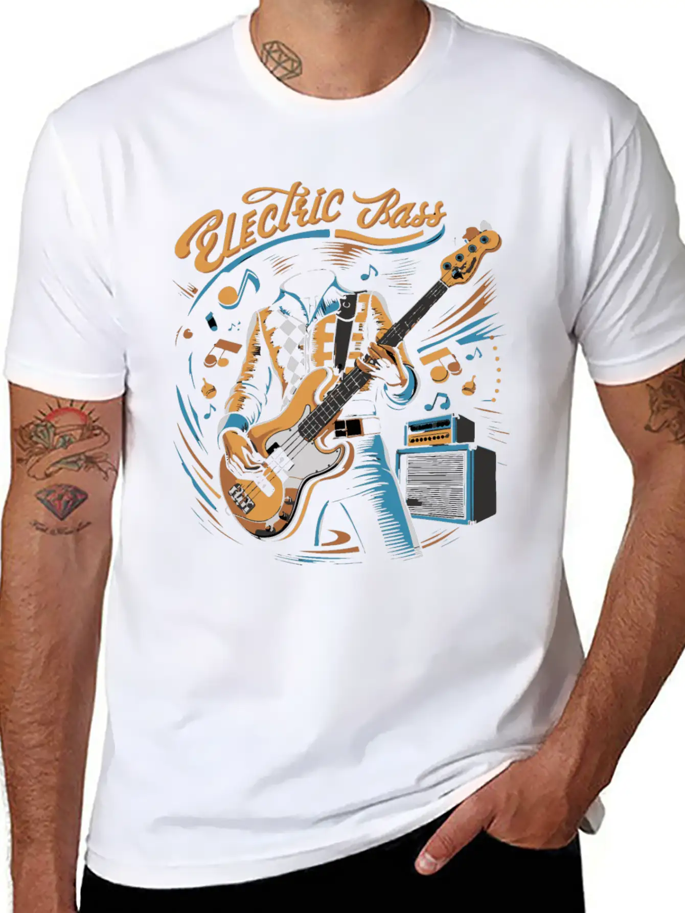 Acoustic Retro Guitars Guitarist Electric Bass Basic Graphic T-Shirt – Daily Comfort In Soft Cotton