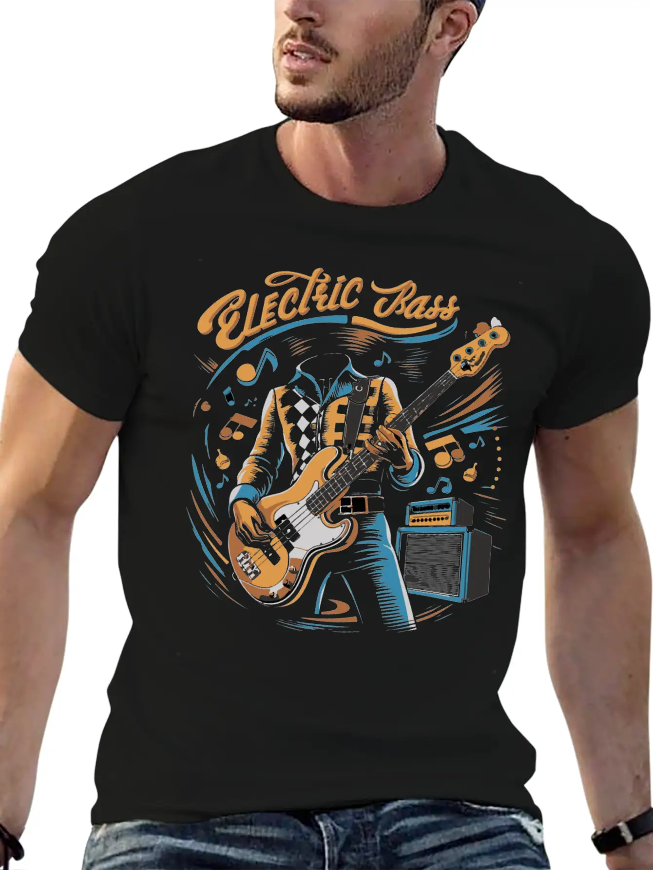 Acoustic Retro Guitars Guitarist Electric Bass Basic Graphic T-Shirt – Daily Comfort In Soft Cotton