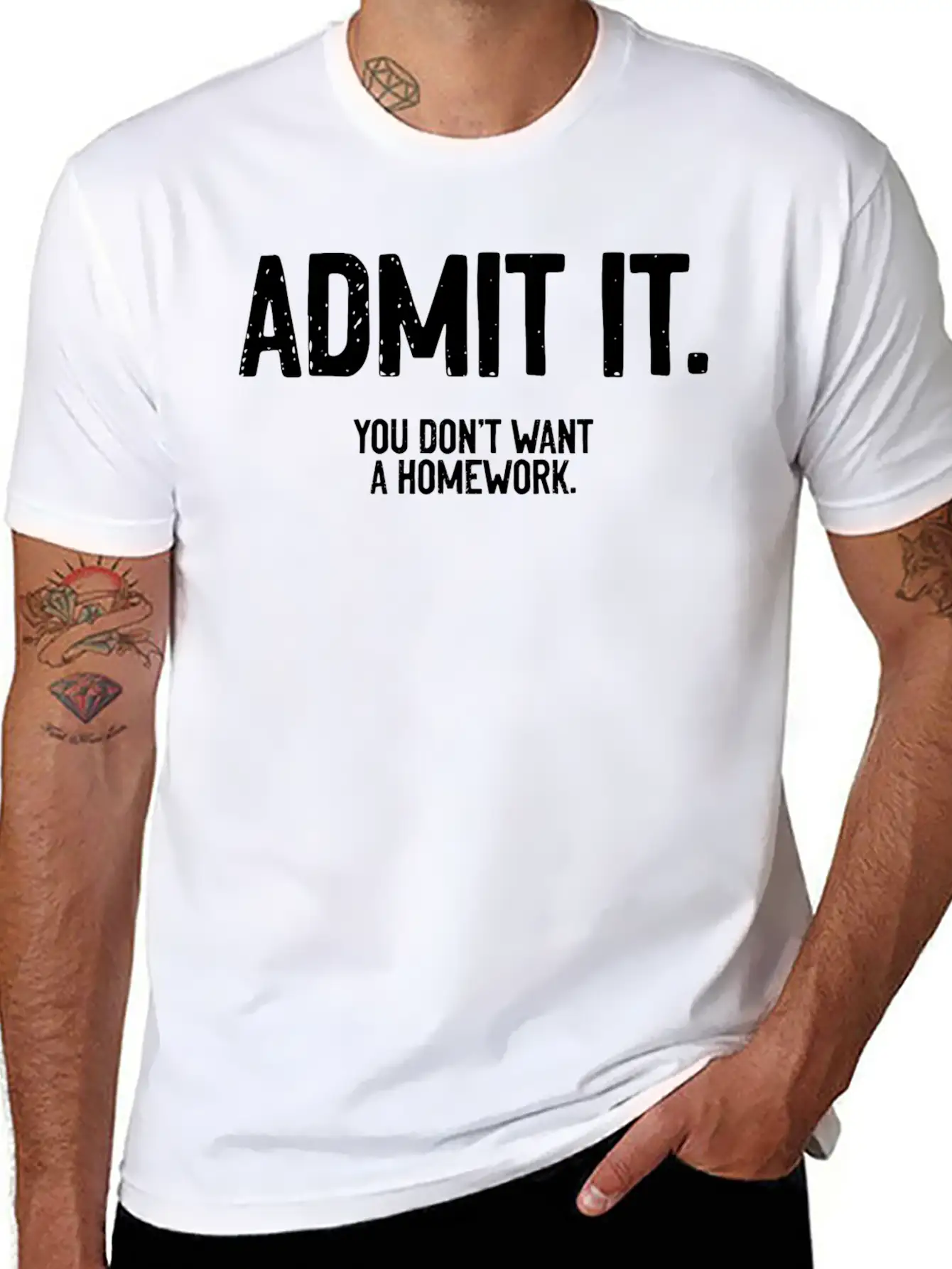 Admit It A Funny Homework Humor For A Sarcastic Timeless Short Sleeve Tee – Comfy And Minimalist Design