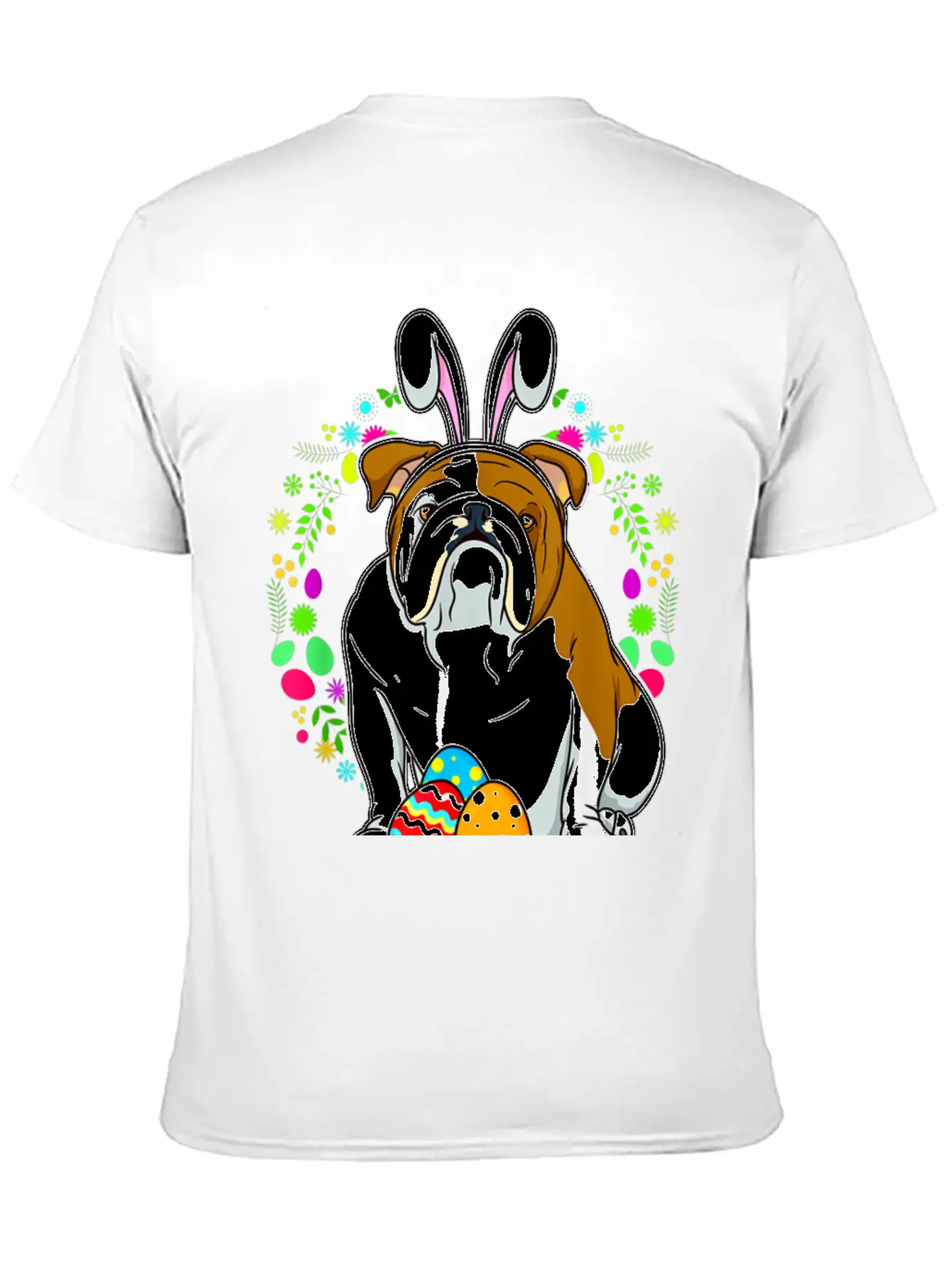 Adorable Bulldog In Bunny Ears T Shirt For Easter Unisex Short Sleeve Soft Cotton T-Shirt – Casual Everyday Wear