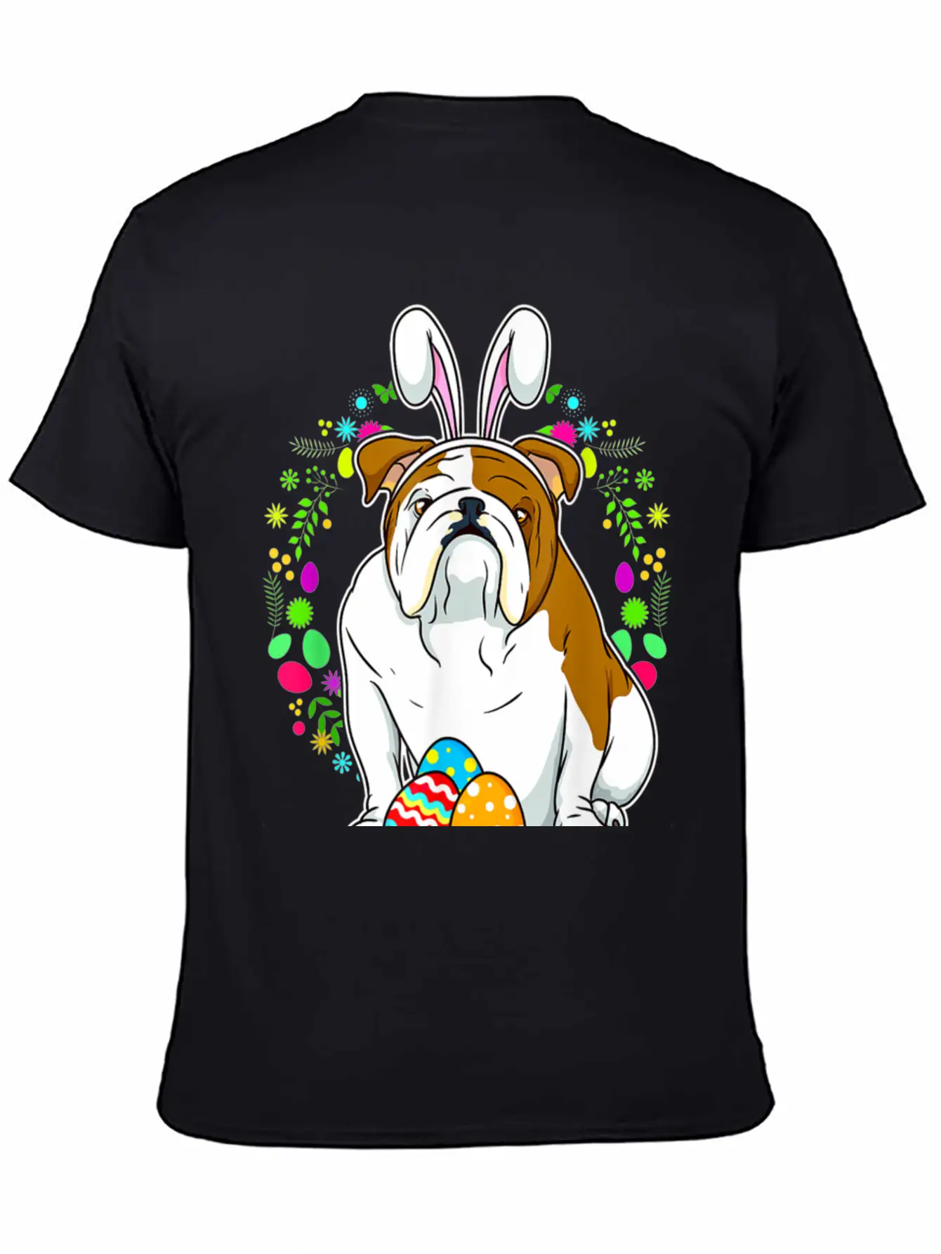 Adorable Bulldog In Bunny Ears T Shirt For Easter Unisex Short Sleeve Soft Cotton T-Shirt – Casual Everyday Wear