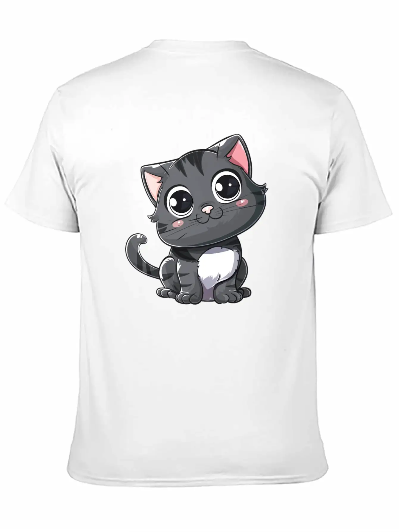 Adorable Charcoal Gray Kitten Portrait Stylish Everyday T-Shirt – Unisex Basic Cotton Tee