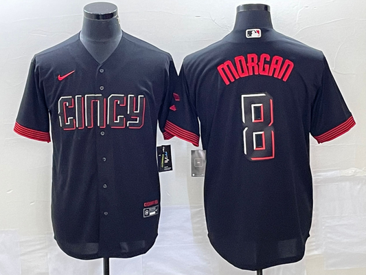 Men's Cincinnati Reds Joe Morgan #8 Black 2023 City Connect Replica Player Jerseys