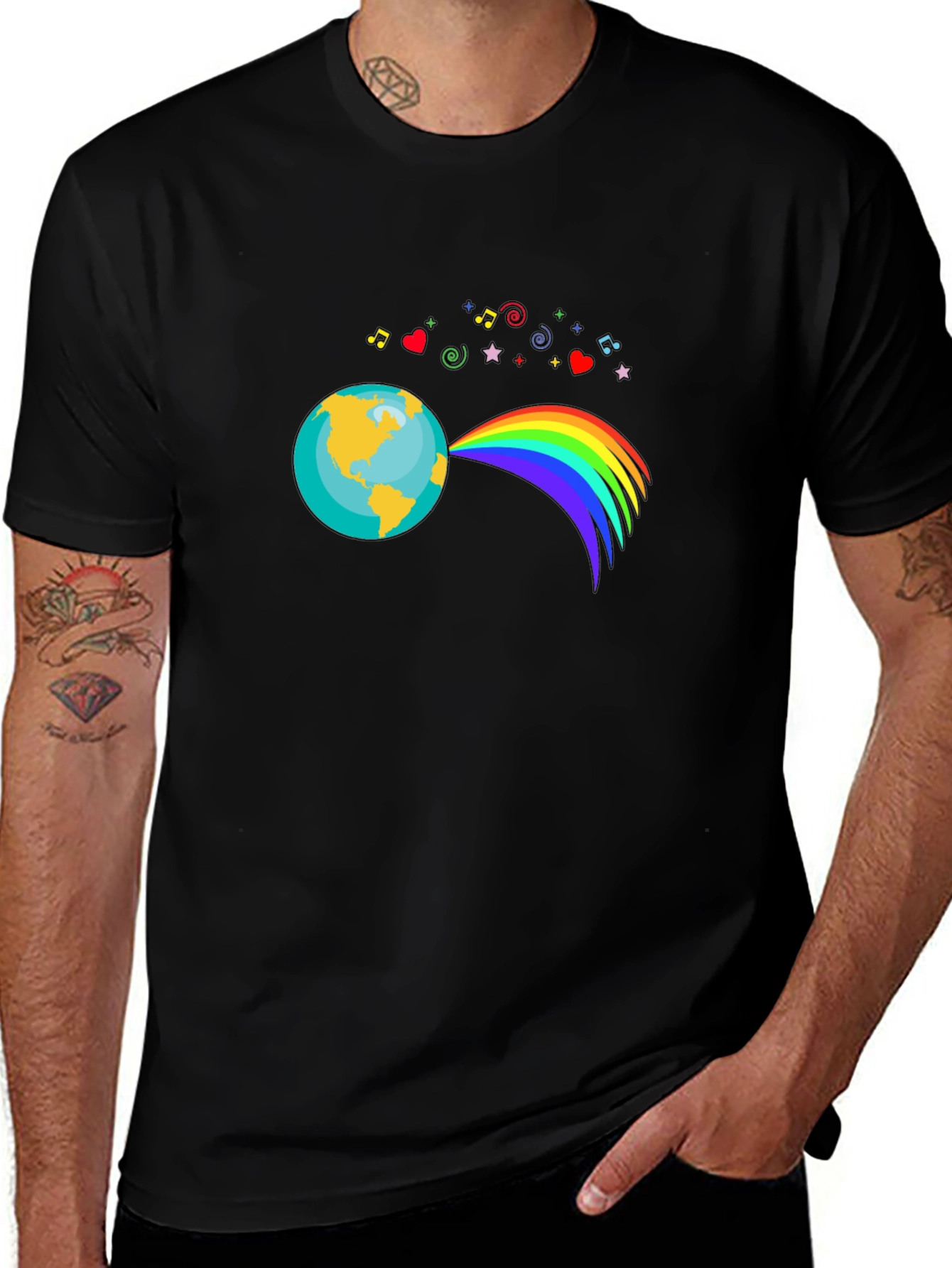 Earth Rainbow Graphic T-Shirt - Black