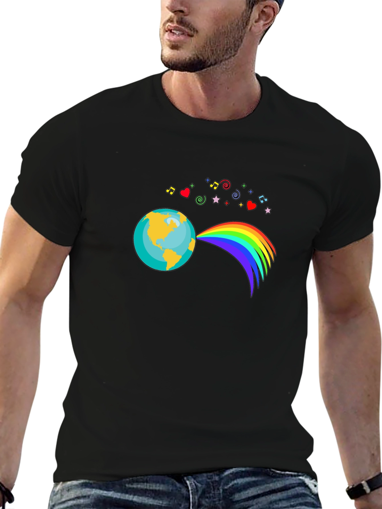 Earth Rainbow Graphic T-Shirt - Black