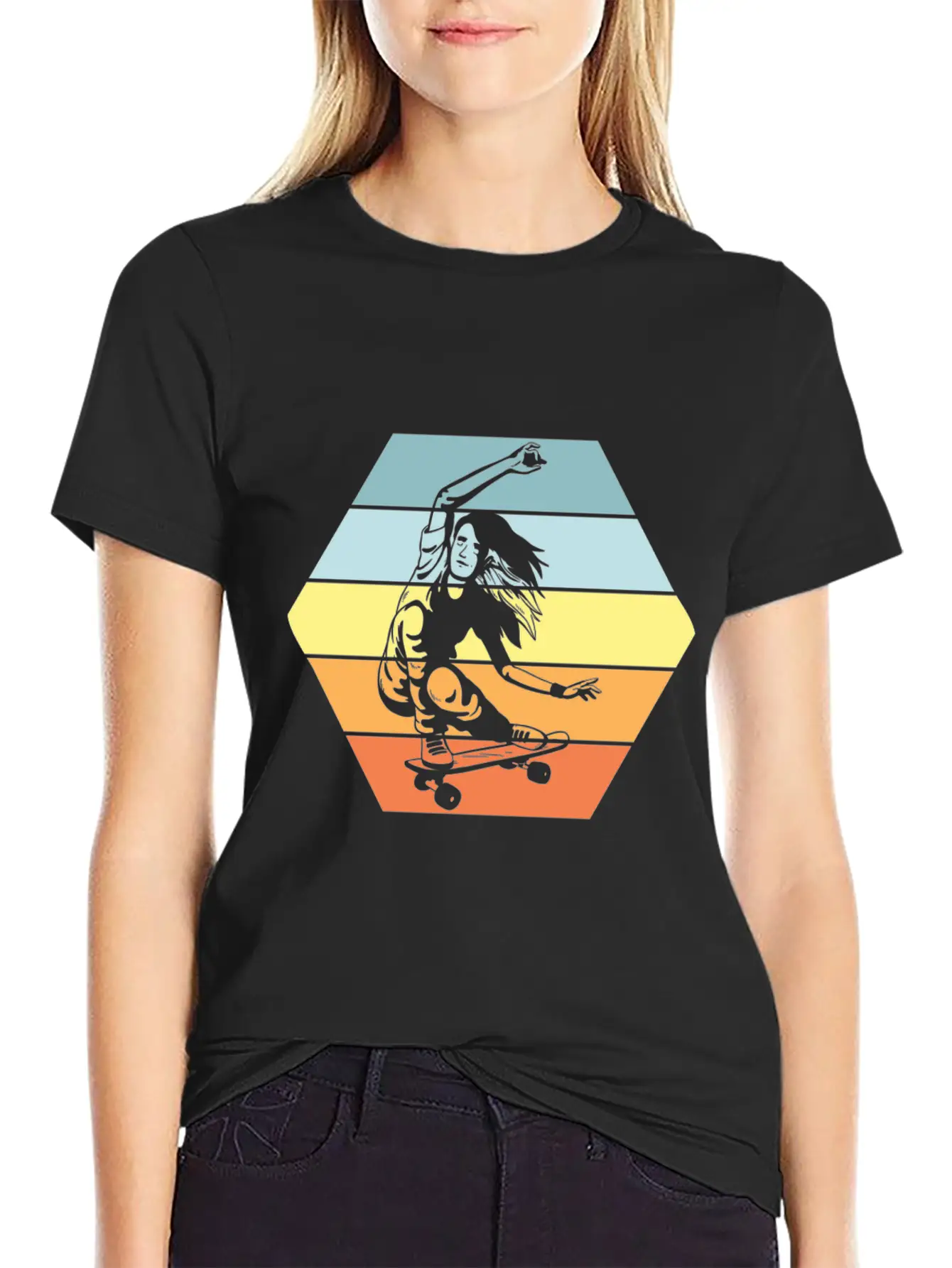 Aesthetic Retro Skater Girls Timeless Short Sleeve Tee – Comfy And Minimalist Design