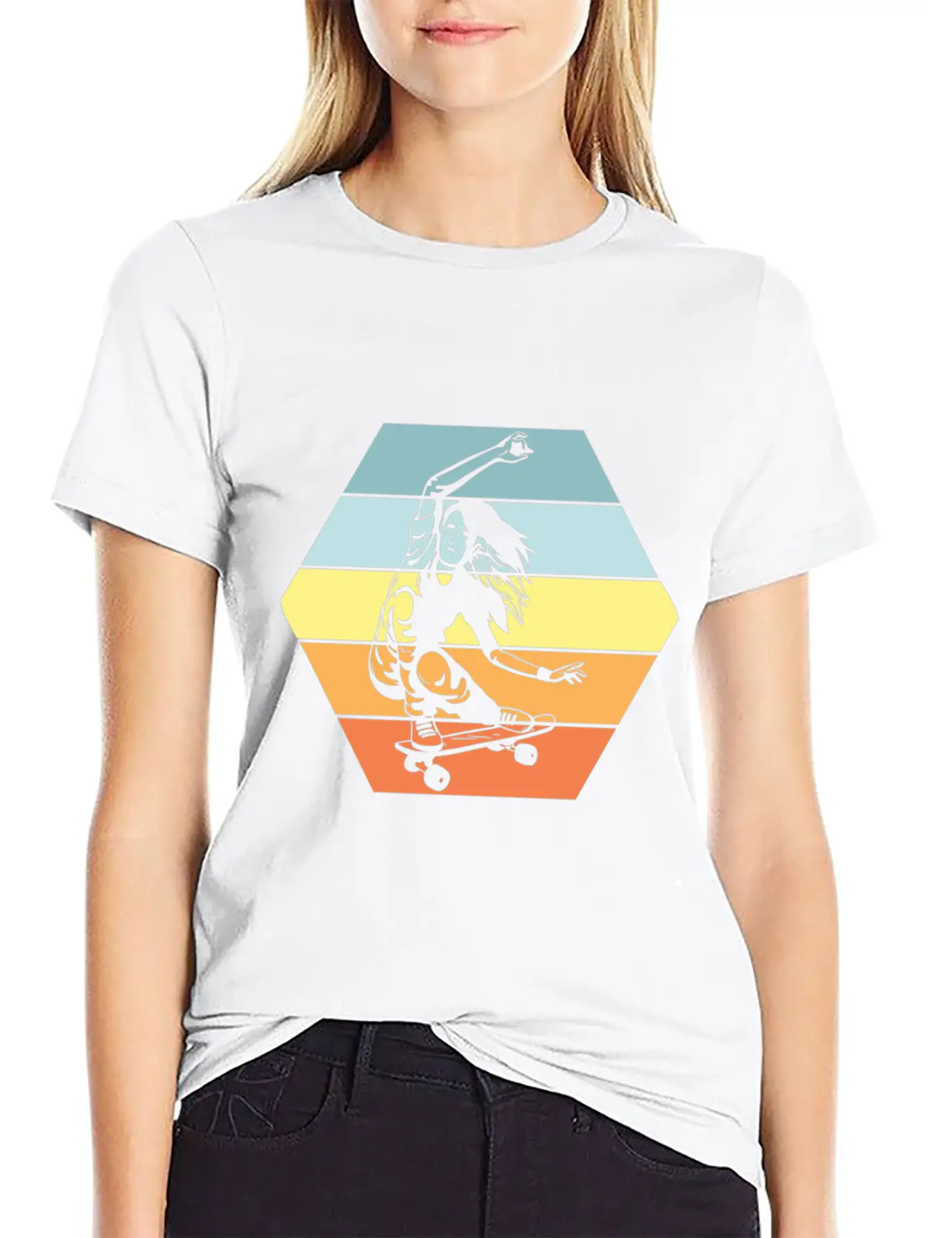 Aesthetic Retro Skater Girls Timeless Short Sleeve Tee – Comfy And Minimalist Design