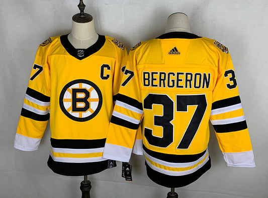 Men's Boston Bruins Patrice Bergeron #37 Yellow Player Game Jerseys